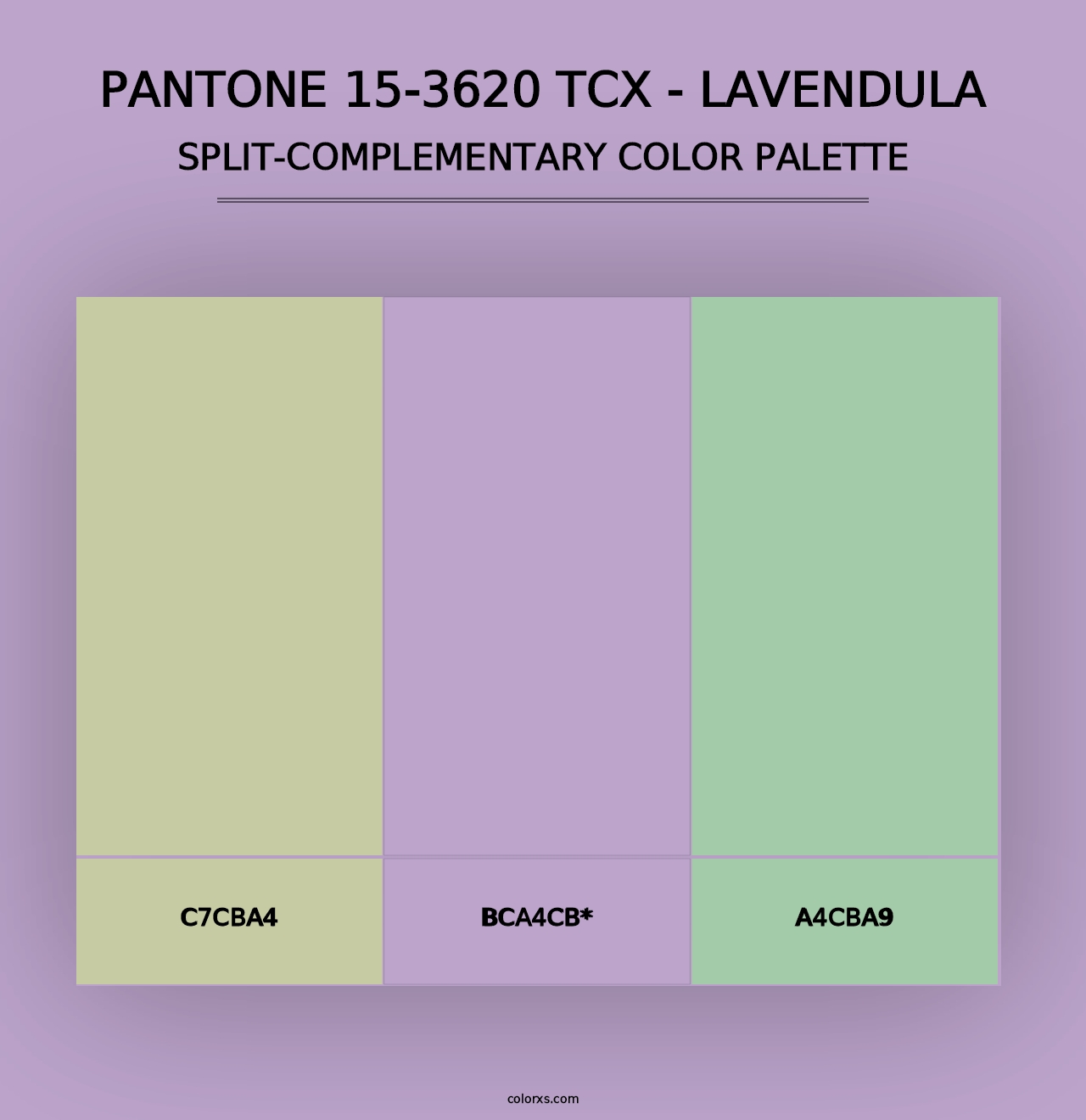 PANTONE 15-3620 TCX - Lavendula - Split-Complementary Color Palette