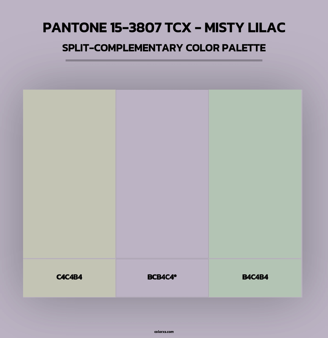 PANTONE 15-3807 TCX - Misty Lilac - Split-Complementary Color Palette