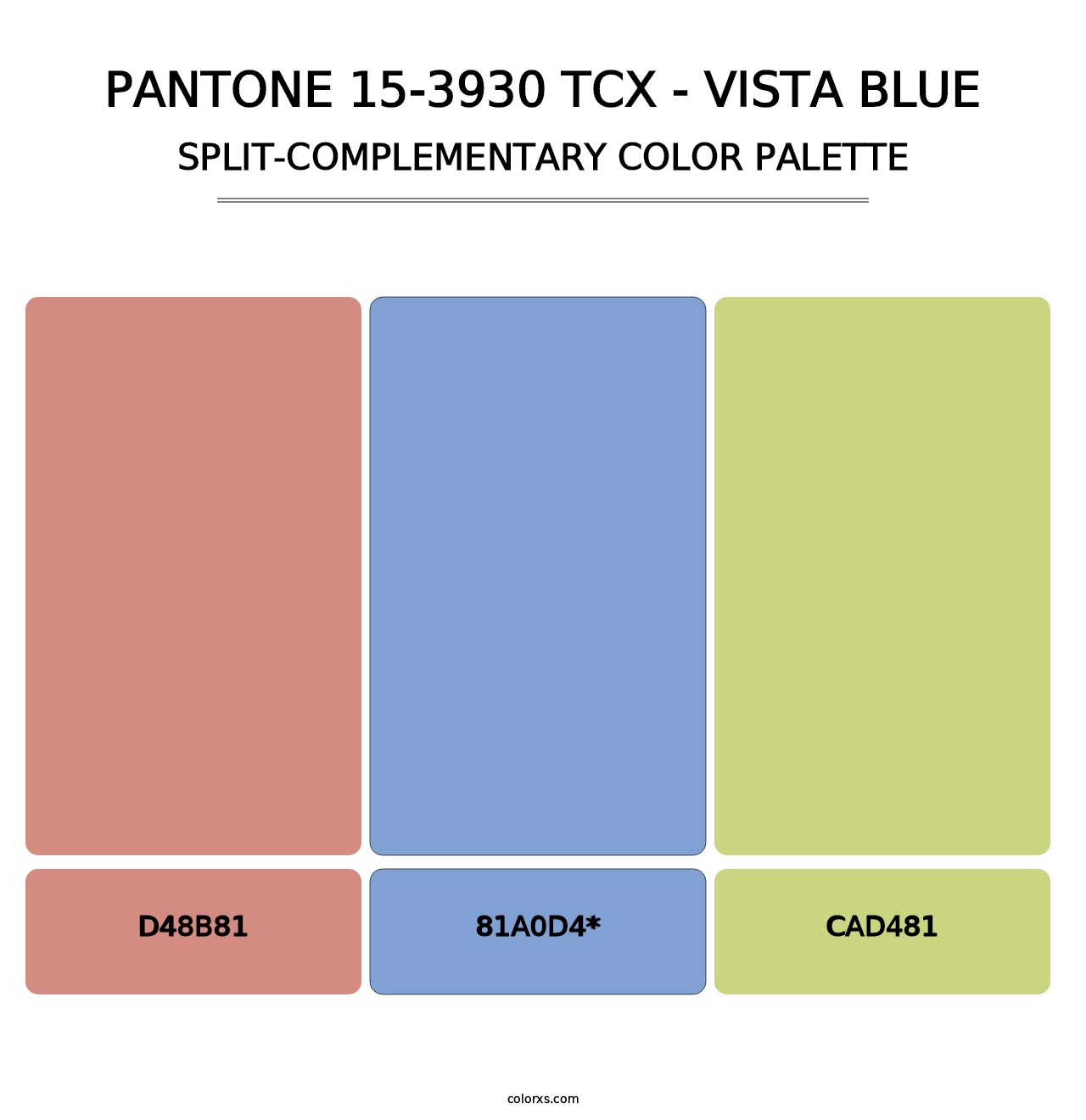 PANTONE 15-3930 TCX - Vista Blue - Split-Complementary Color Palette