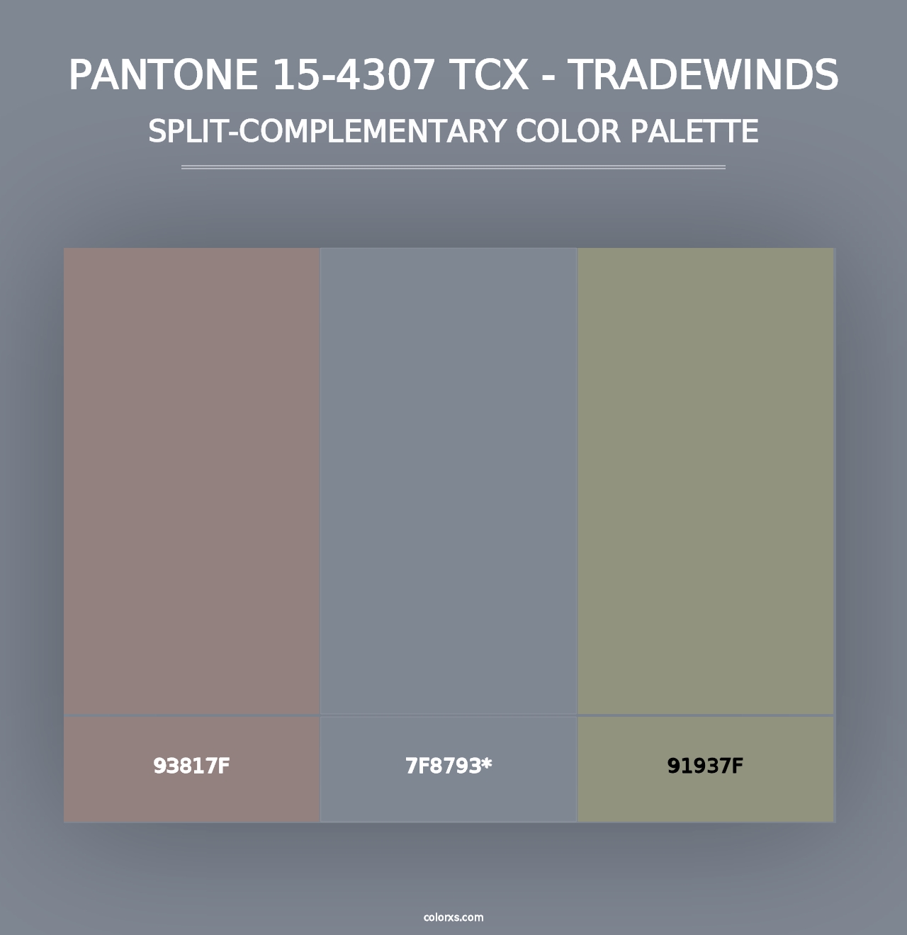 PANTONE 15-4307 TCX - Tradewinds - Split-Complementary Color Palette