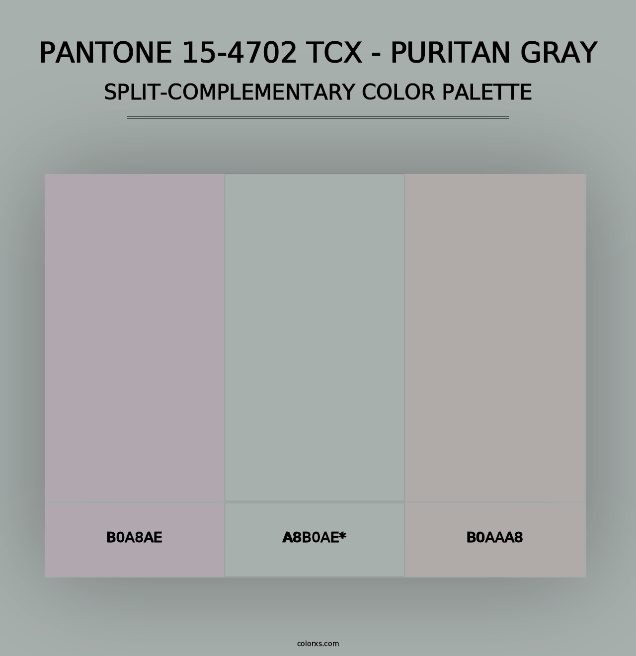 PANTONE 15-4702 TCX - Puritan Gray - Split-Complementary Color Palette