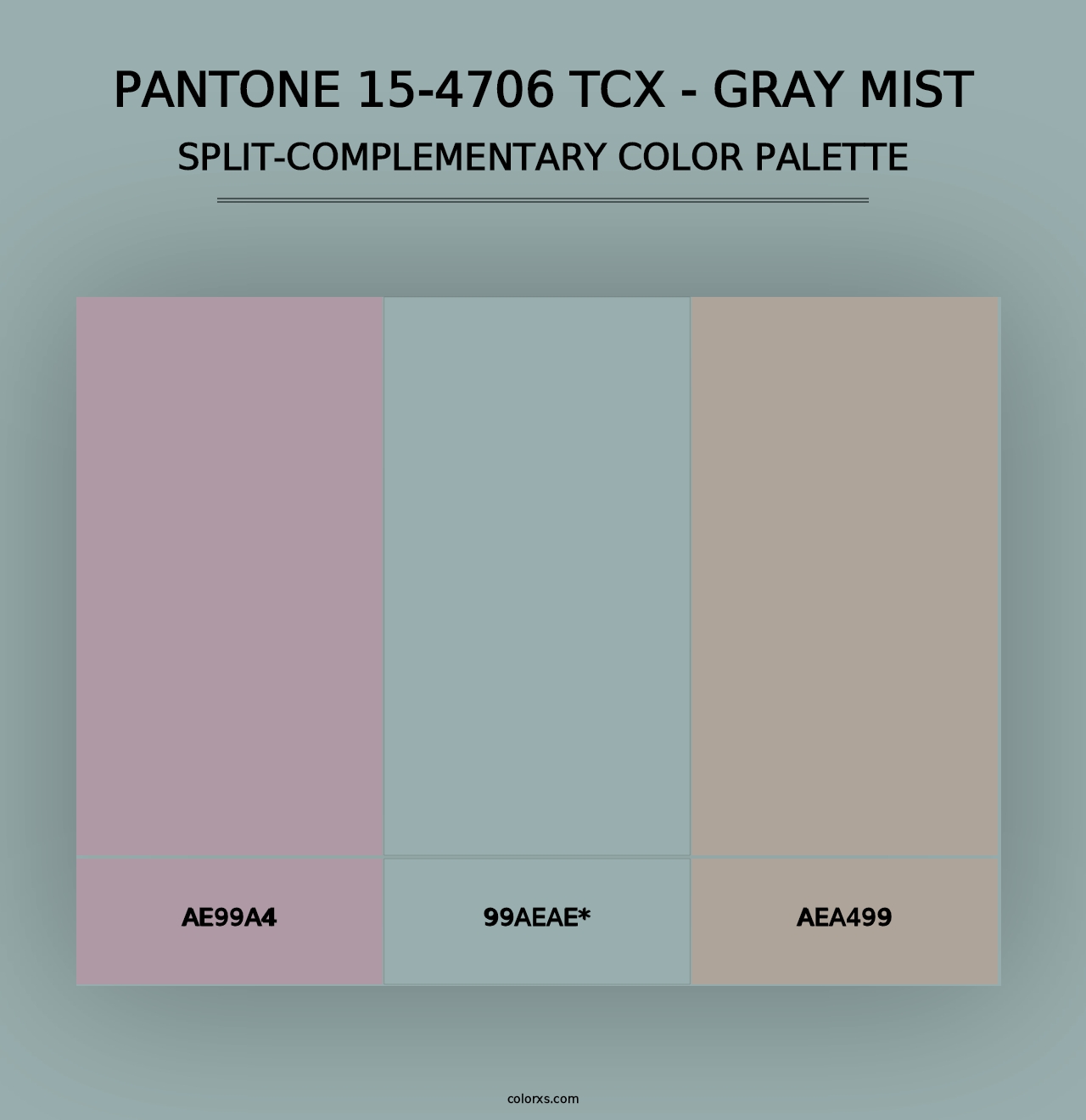 PANTONE 15-4706 TCX - Gray Mist - Split-Complementary Color Palette