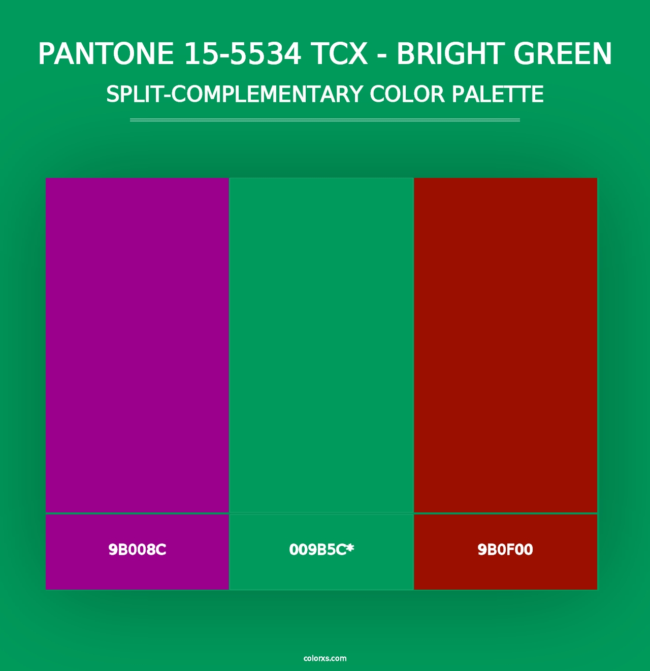 PANTONE 15-5534 TCX - Bright Green - Split-Complementary Color Palette