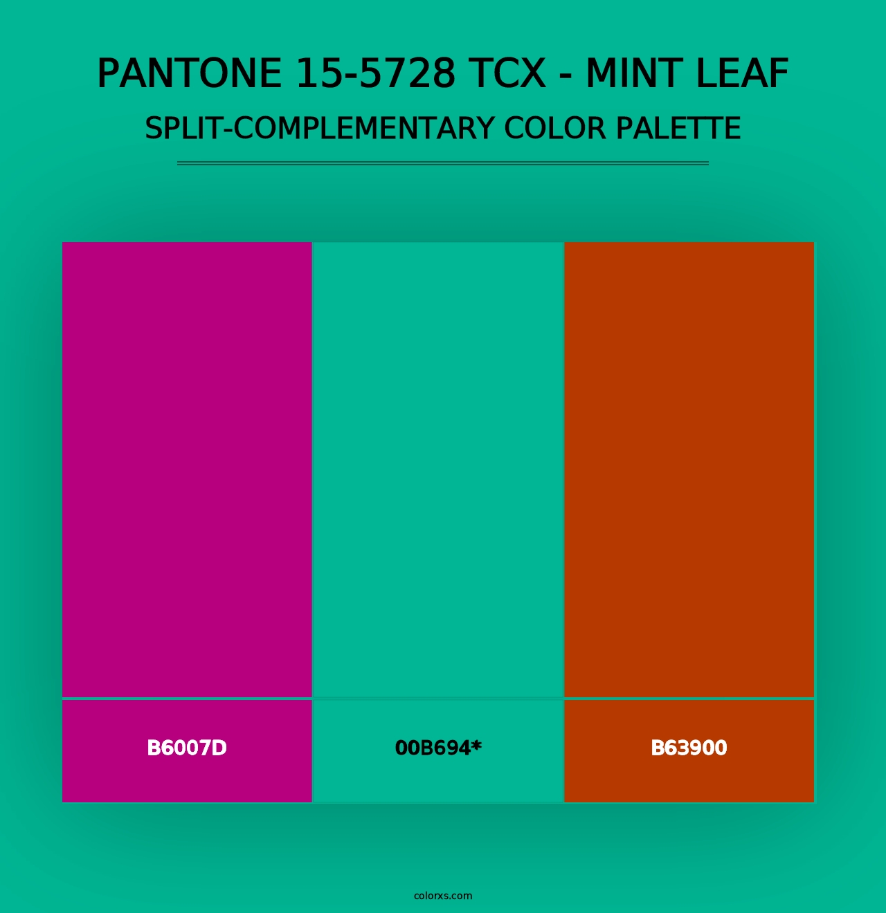 PANTONE 15-5728 TCX - Mint Leaf - Split-Complementary Color Palette