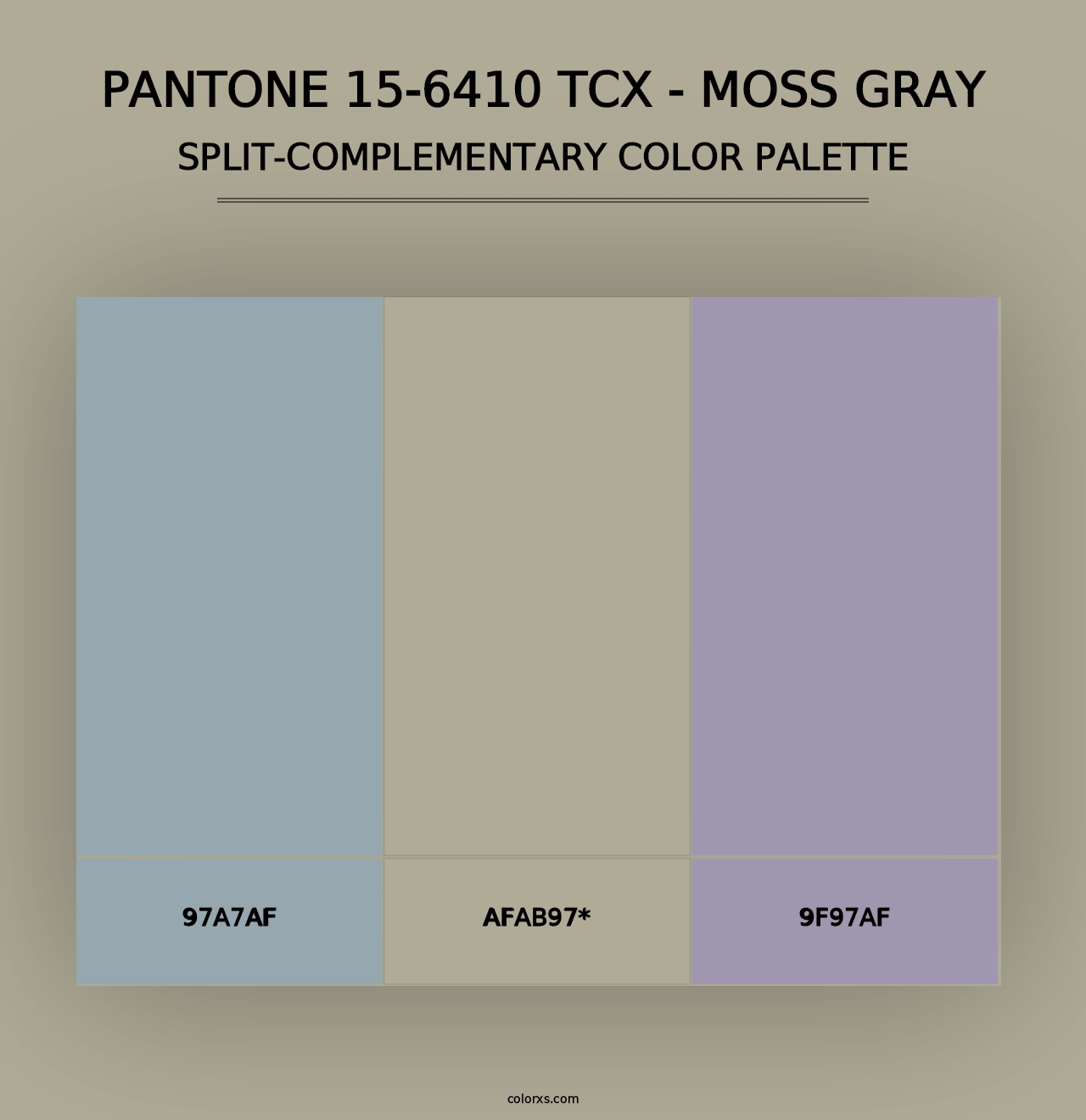 PANTONE 15-6410 TCX - Moss Gray - Split-Complementary Color Palette