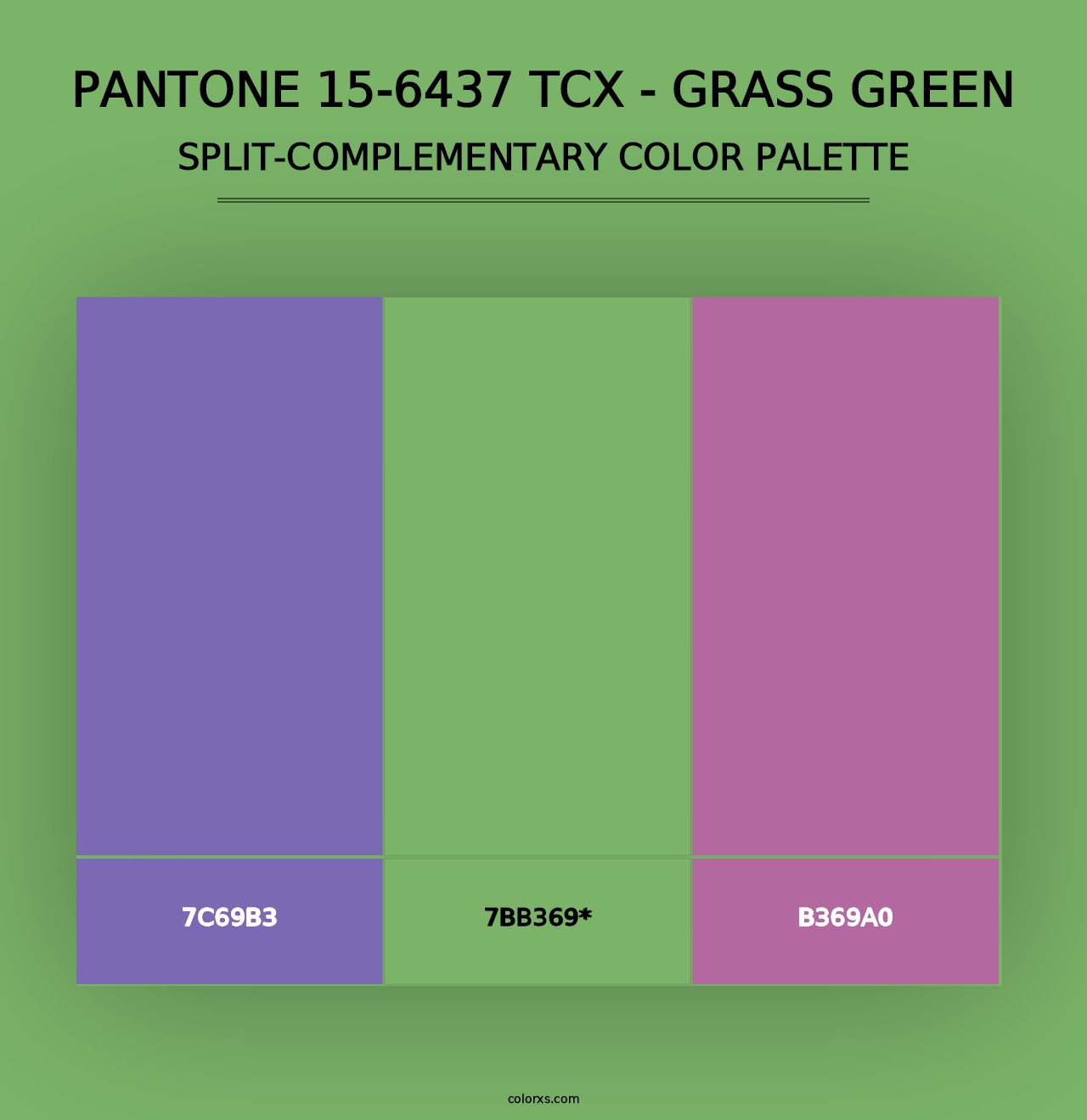 PANTONE 15-6437 TCX - Grass Green - Split-Complementary Color Palette