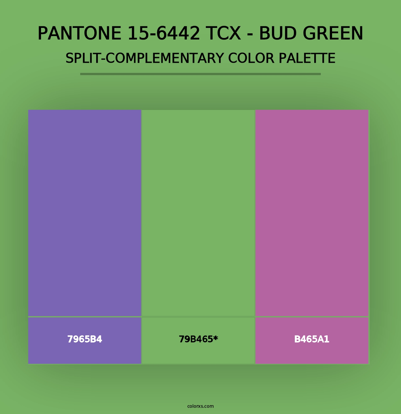 PANTONE 15-6442 TCX - Bud Green - Split-Complementary Color Palette