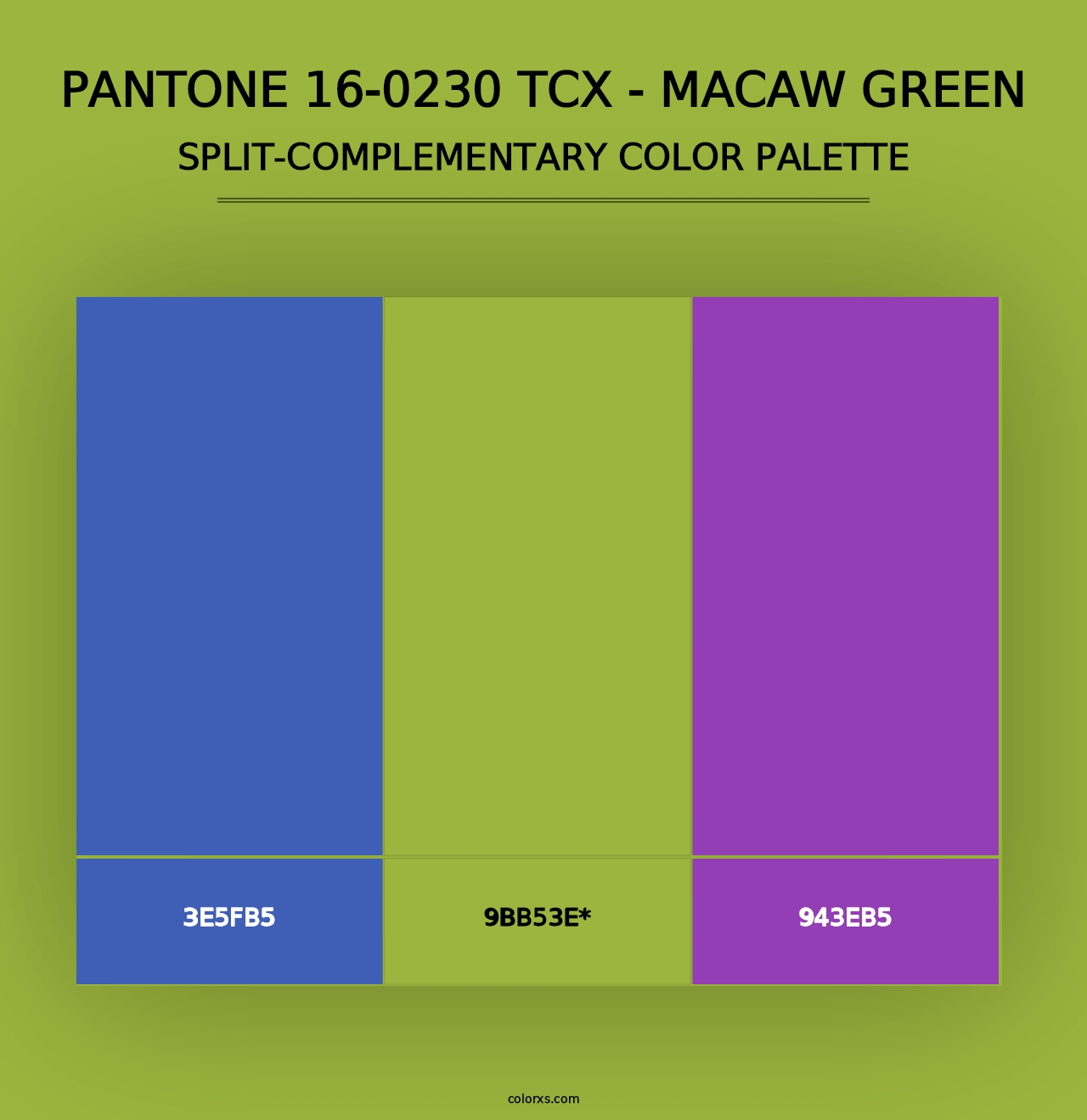 PANTONE 16-0230 TCX - Macaw Green - Split-Complementary Color Palette