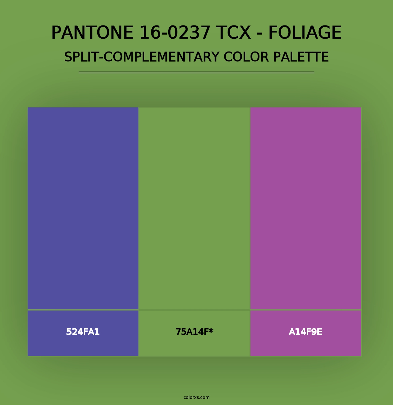 PANTONE 16-0237 TCX - Foliage - Split-Complementary Color Palette