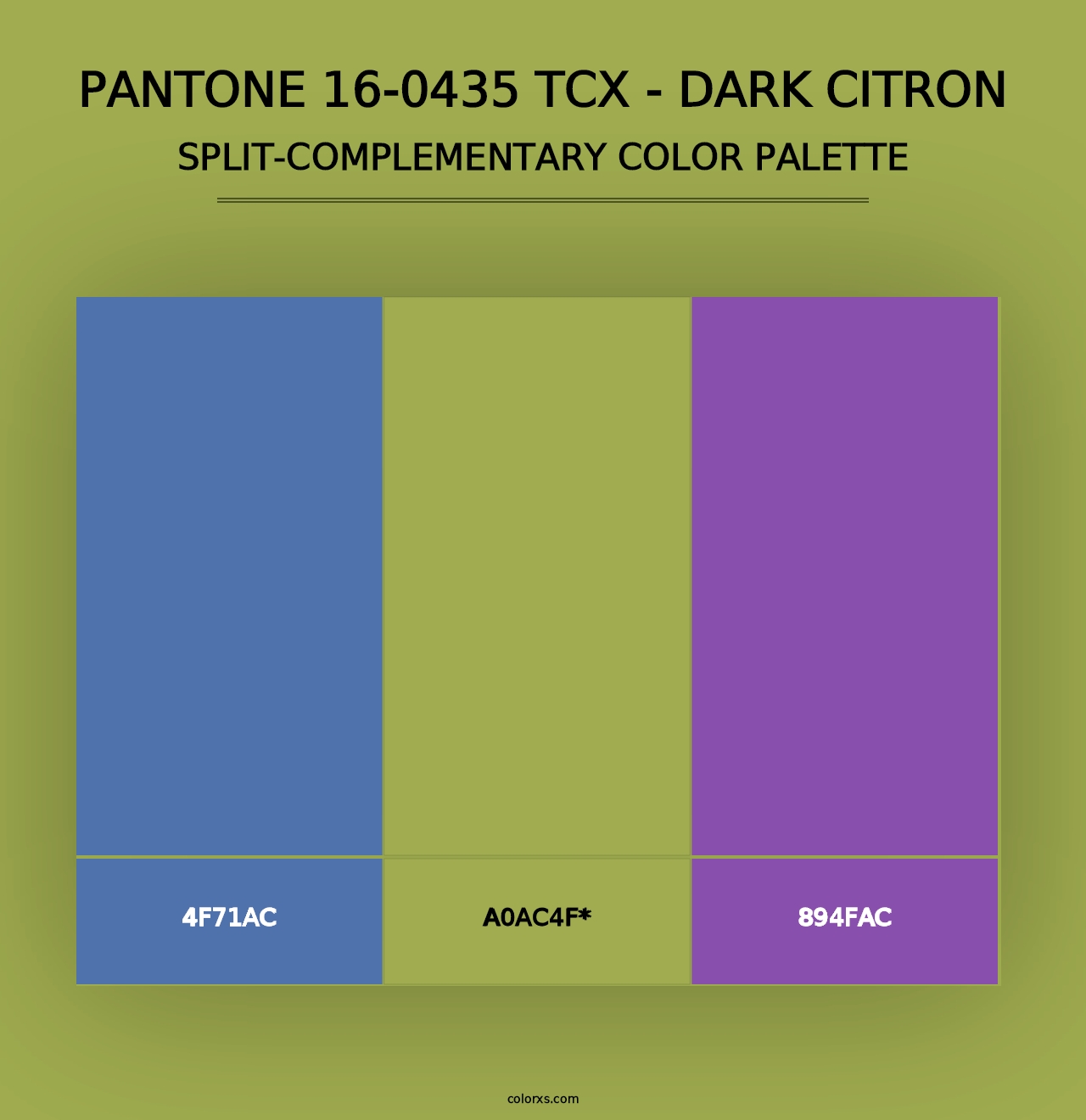 PANTONE 16-0435 TCX - Dark Citron - Split-Complementary Color Palette