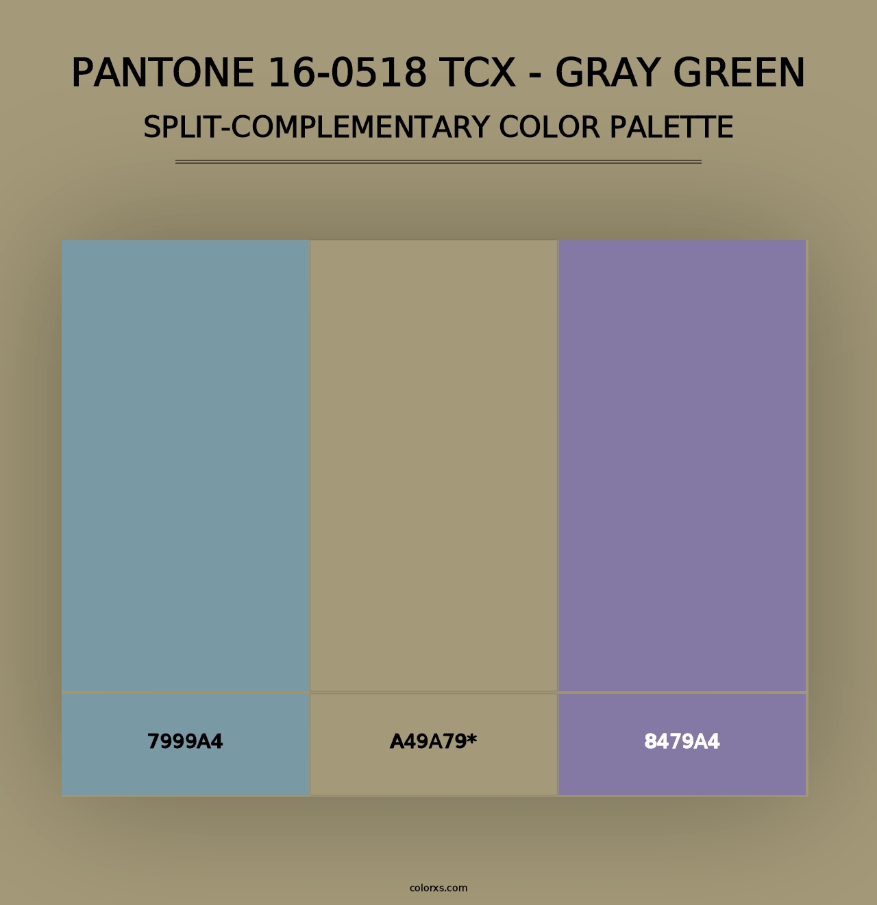 PANTONE 16-0518 TCX - Gray Green - Split-Complementary Color Palette