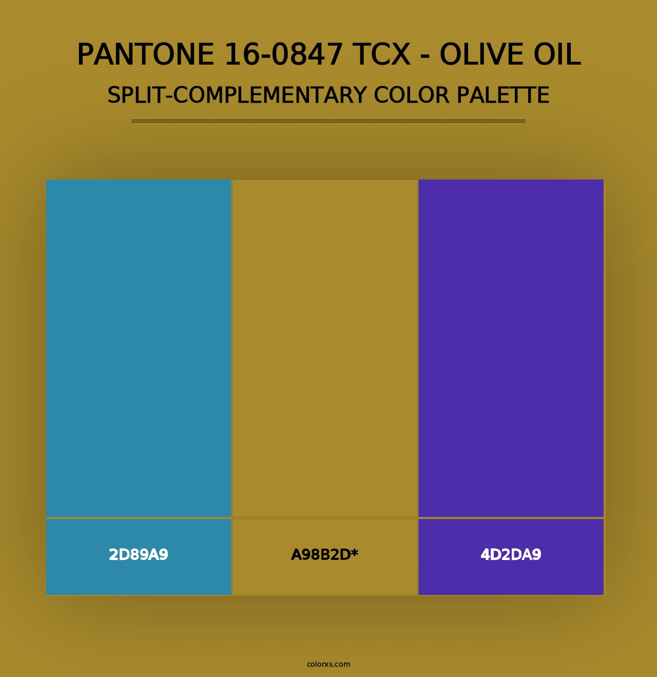 PANTONE 16-0847 TCX - Olive Oil - Split-Complementary Color Palette