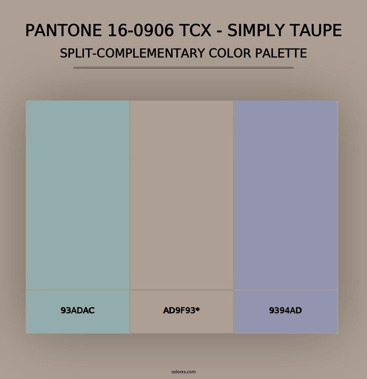 PANTONE 16-0906 TCX - Simply Taupe - Split-Complementary Color Palette