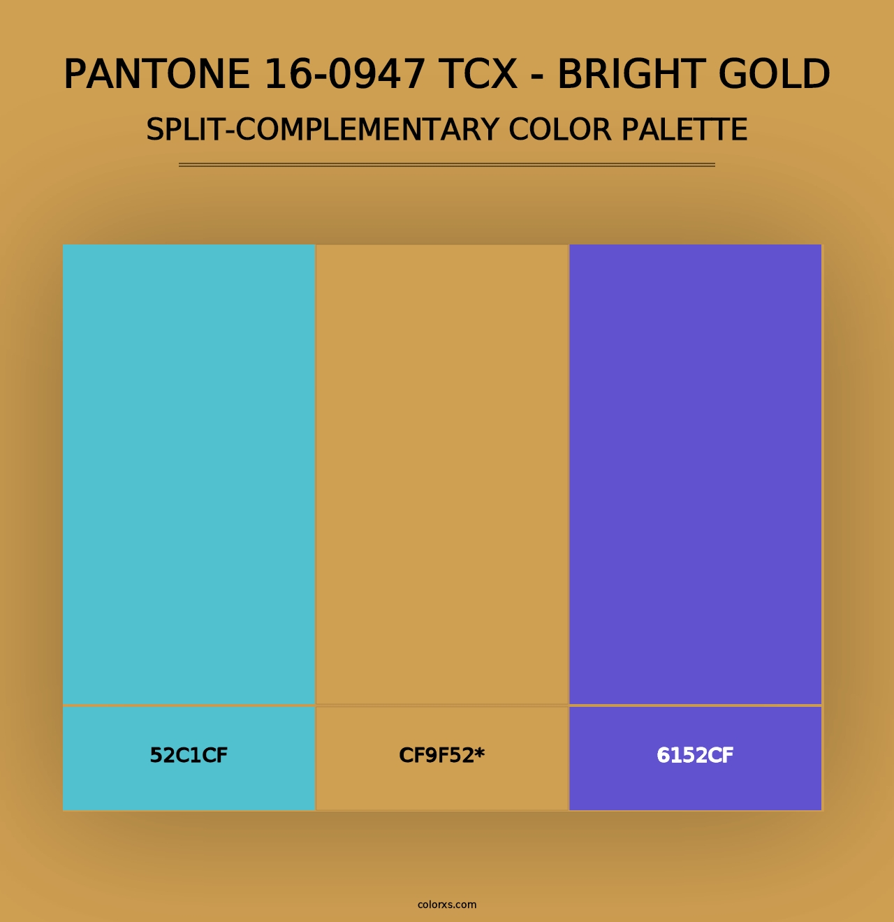 PANTONE 16-0947 TCX - Bright Gold - Split-Complementary Color Palette