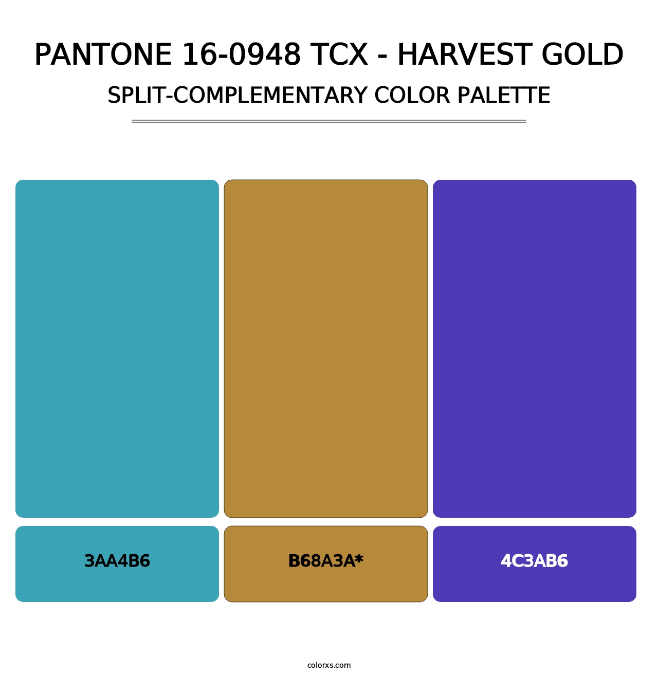 PANTONE 16-0948 TCX - Harvest Gold - Split-Complementary Color Palette