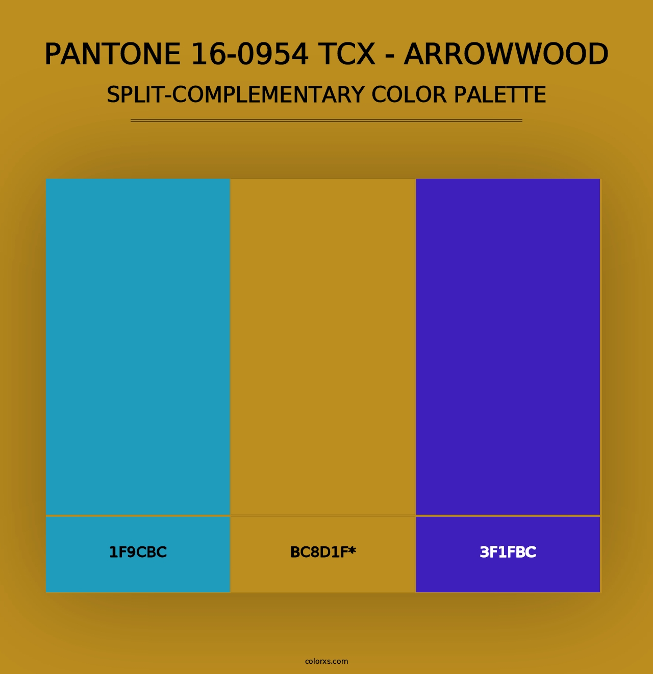 PANTONE 16-0954 TCX - Arrowwood - Split-Complementary Color Palette