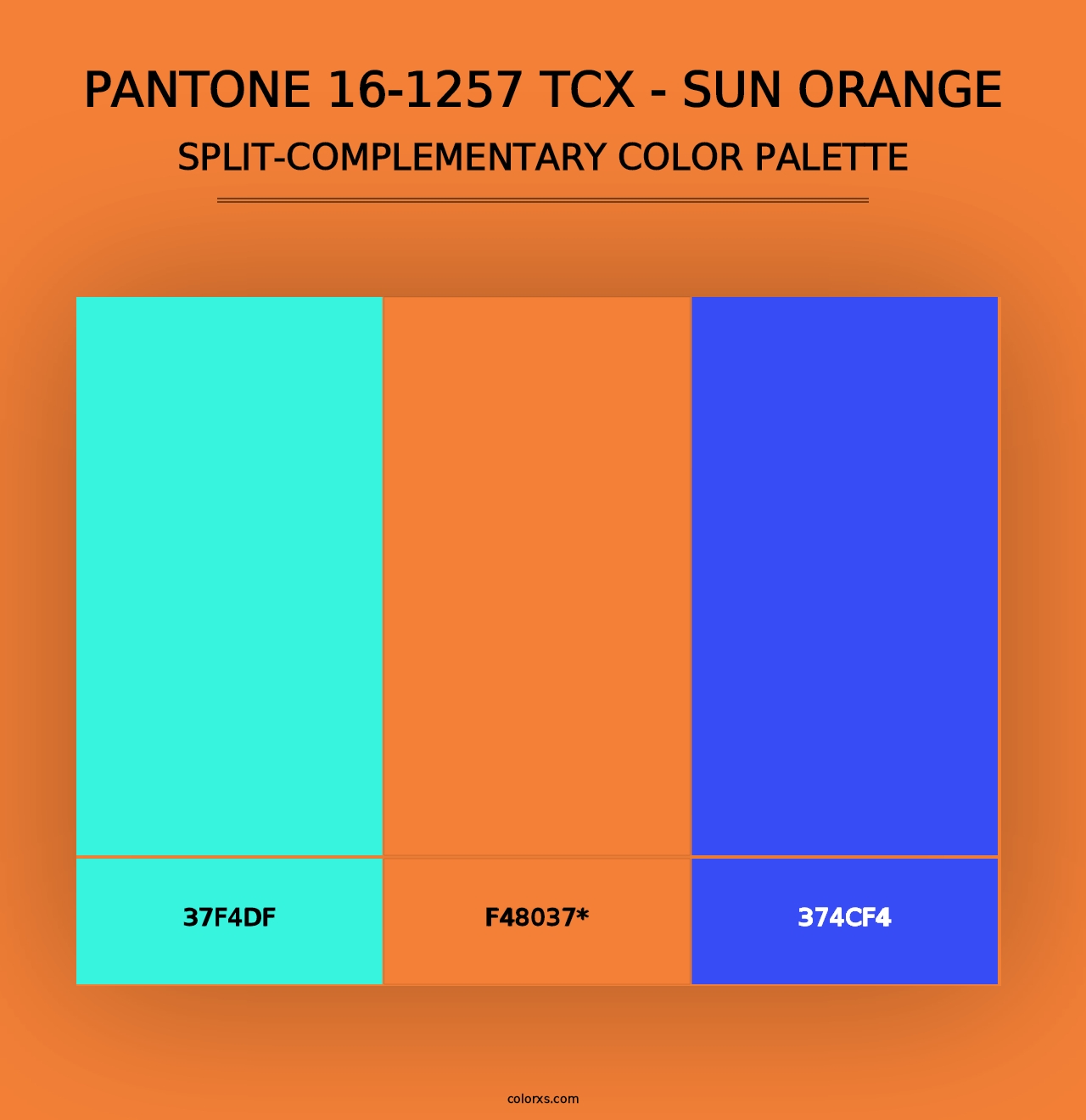 PANTONE 16-1257 TCX - Sun Orange - Split-Complementary Color Palette