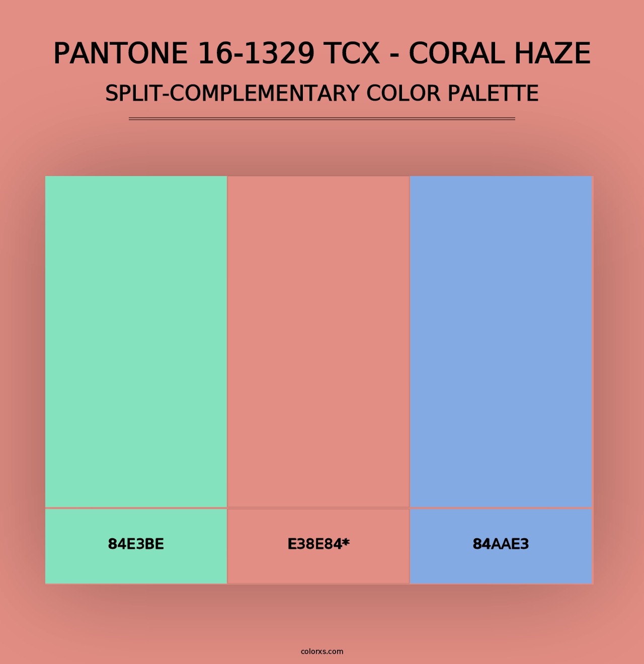 PANTONE 16-1329 TCX - Coral Haze - Split-Complementary Color Palette