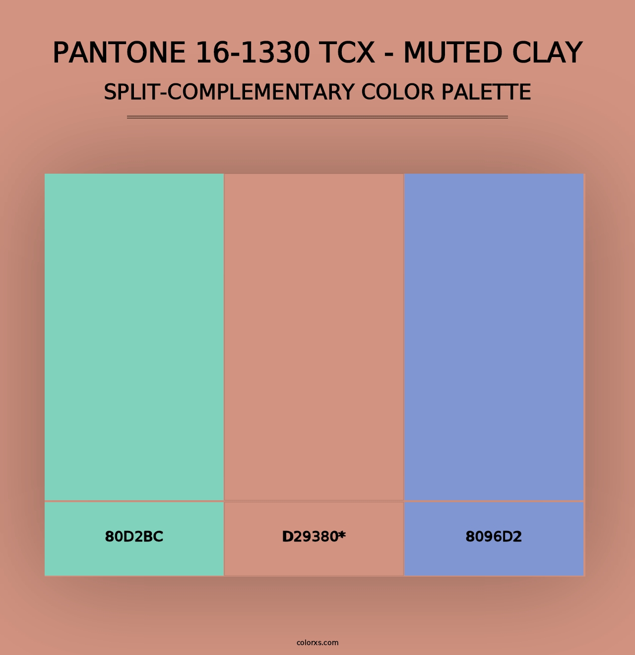 PANTONE 16-1330 TCX - Muted Clay - Split-Complementary Color Palette