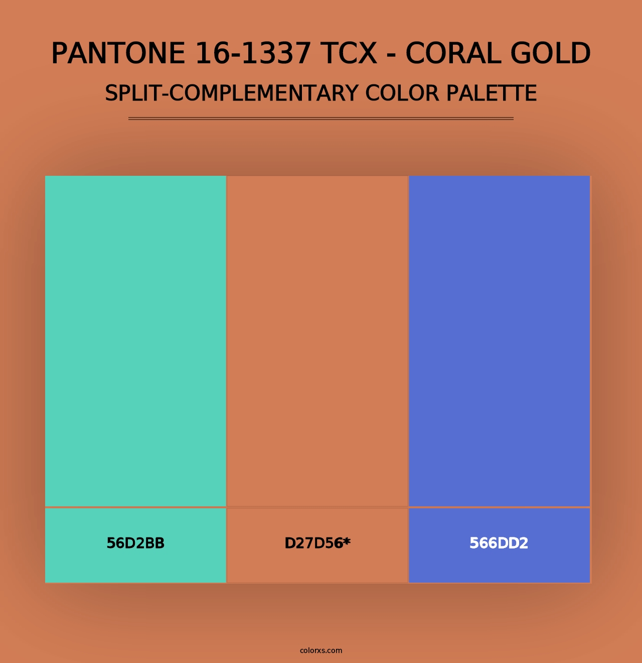 PANTONE 16-1337 TCX - Coral Gold - Split-Complementary Color Palette