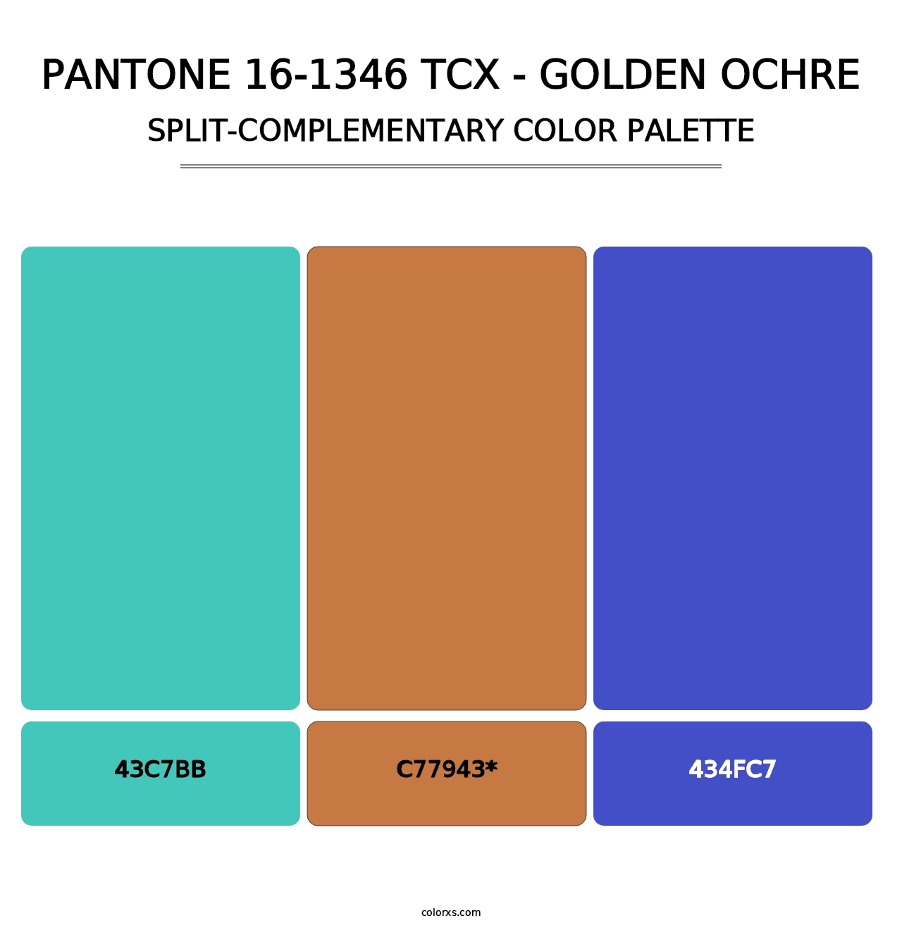 PANTONE 16-1346 TCX - Golden Ochre - Split-Complementary Color Palette