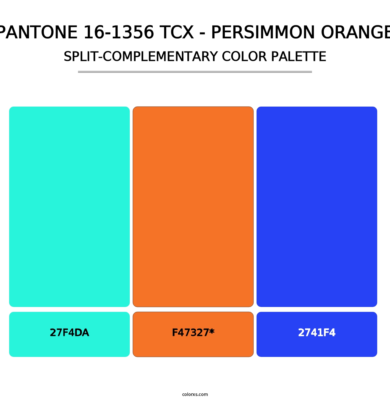 PANTONE 16-1356 TCX - Persimmon Orange - Split-Complementary Color Palette