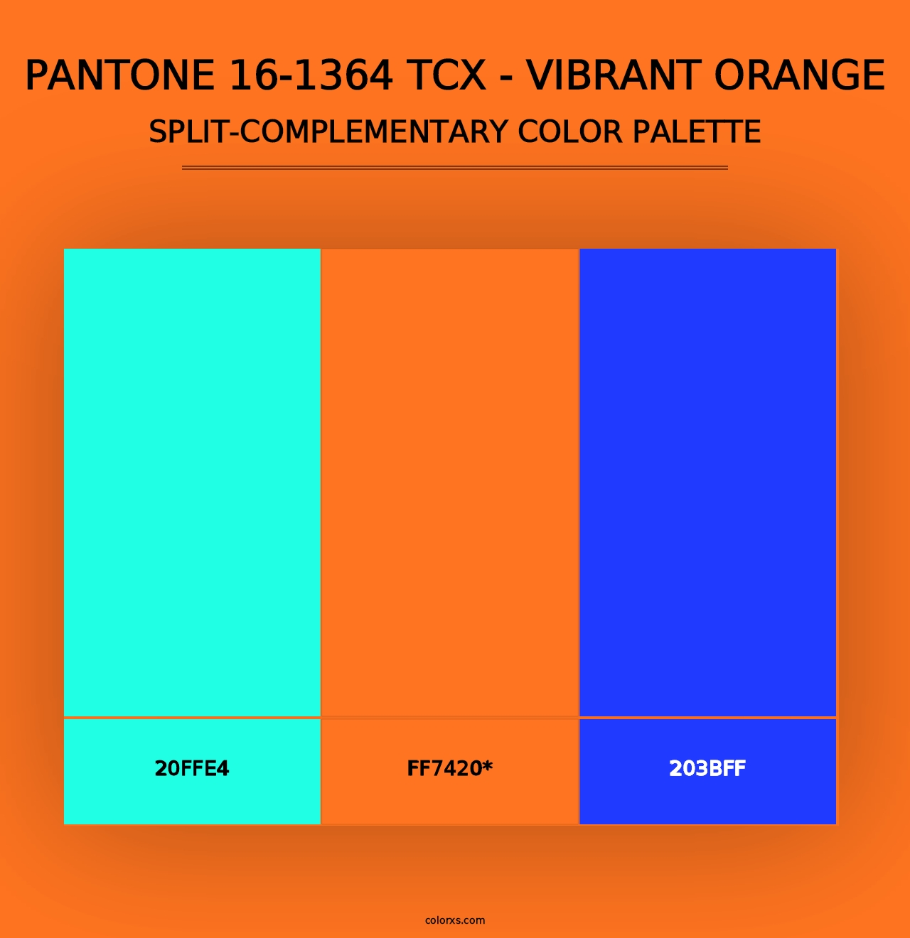 PANTONE 16-1364 TCX - Vibrant Orange - Split-Complementary Color Palette