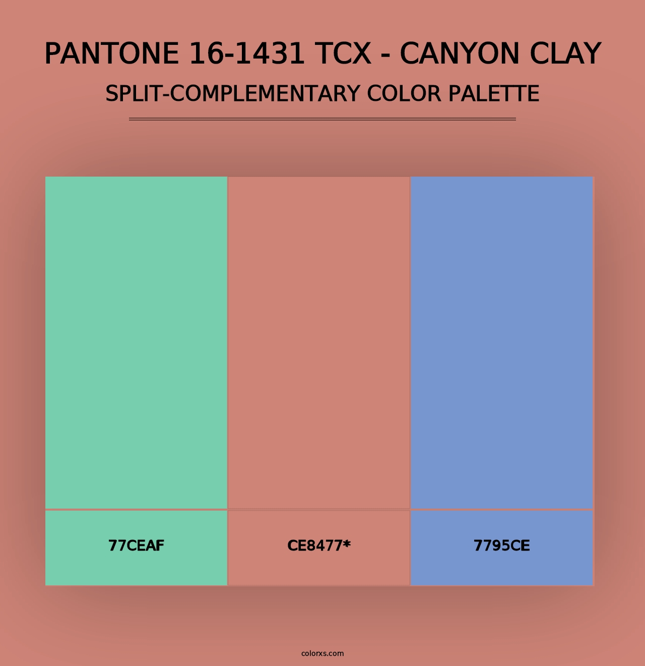 PANTONE 16-1431 TCX - Canyon Clay - Split-Complementary Color Palette