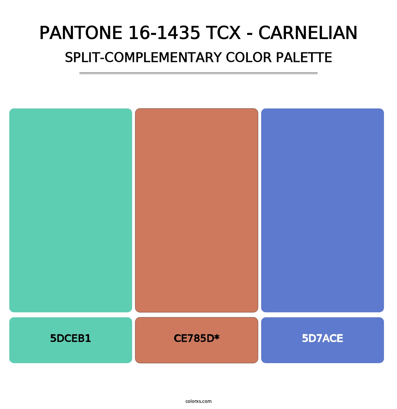 PANTONE 16-1435 TCX - Carnelian - Split-Complementary Color Palette