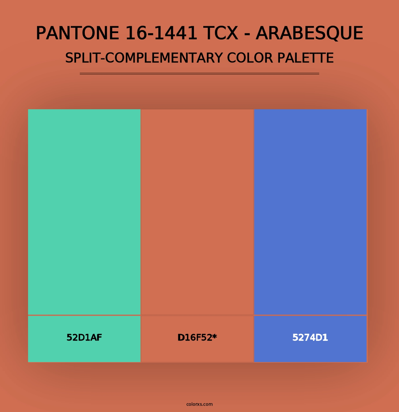 PANTONE 16-1441 TCX - Arabesque - Split-Complementary Color Palette