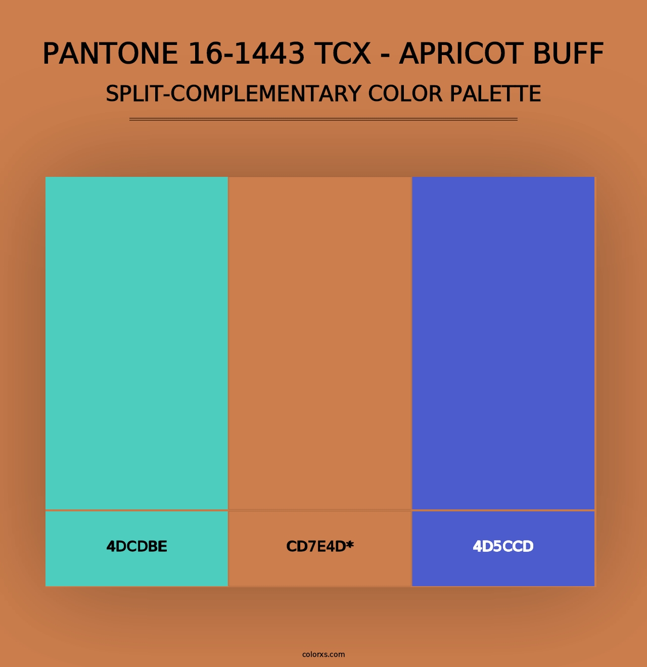 PANTONE 16-1443 TCX - Apricot Buff - Split-Complementary Color Palette