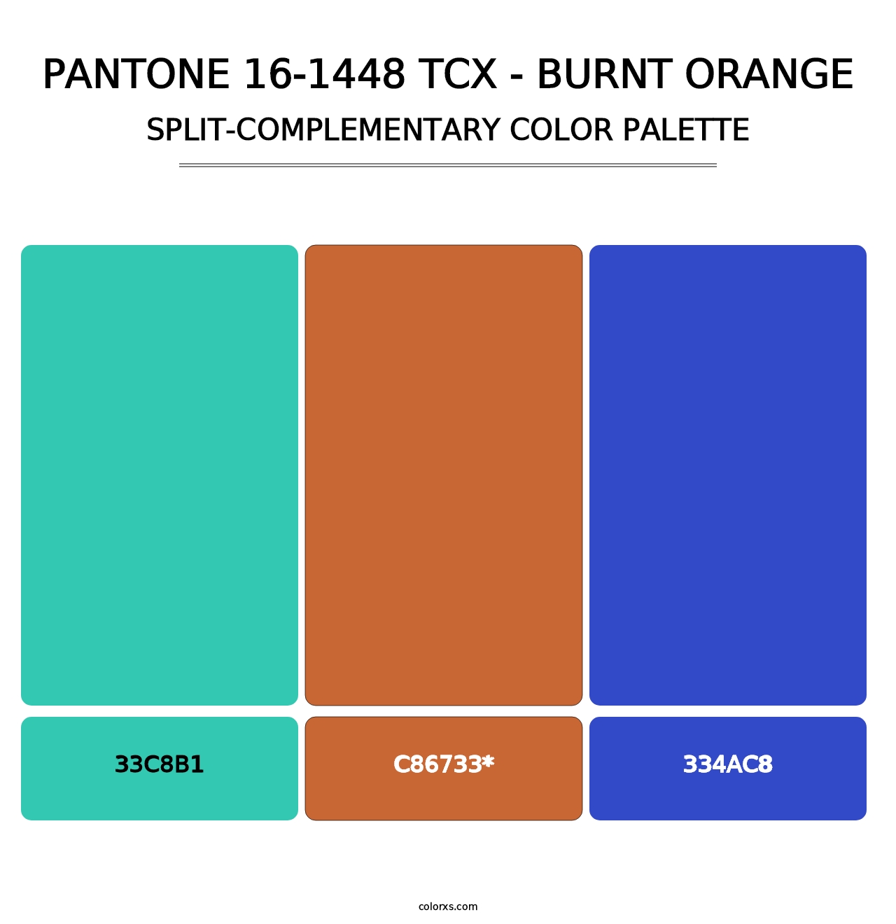 PANTONE 16-1448 TCX - Burnt Orange - Split-Complementary Color Palette