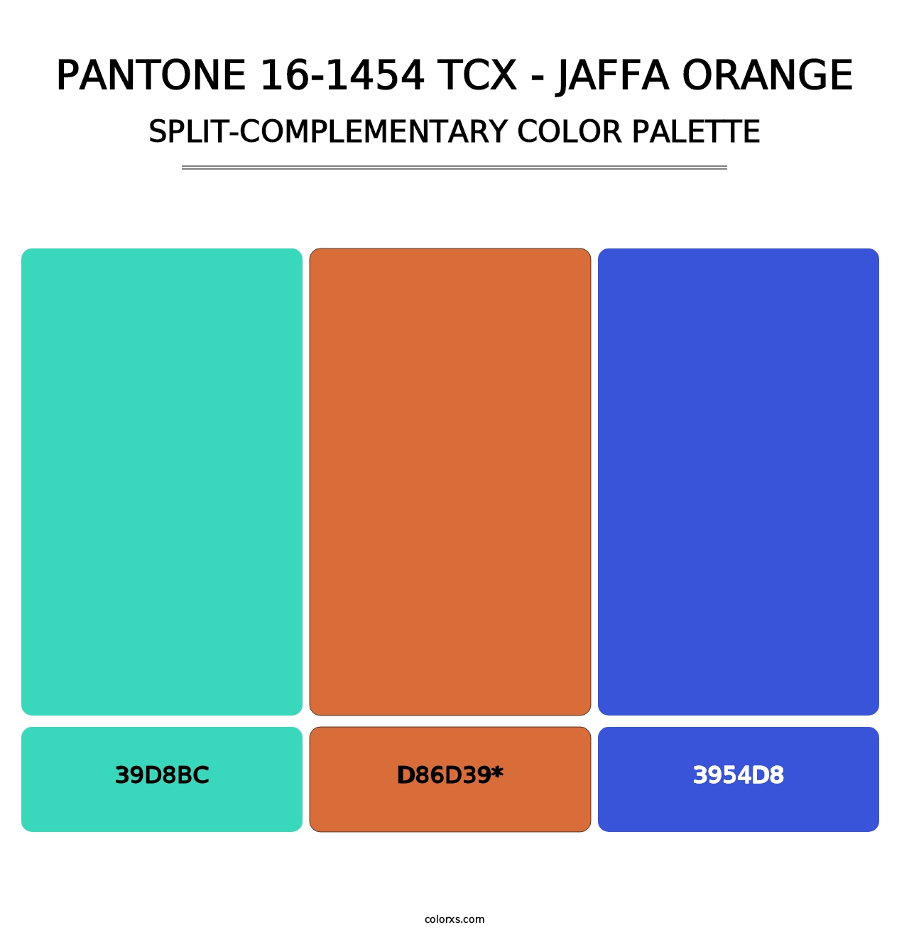 PANTONE 16-1454 TCX - Jaffa Orange - Split-Complementary Color Palette