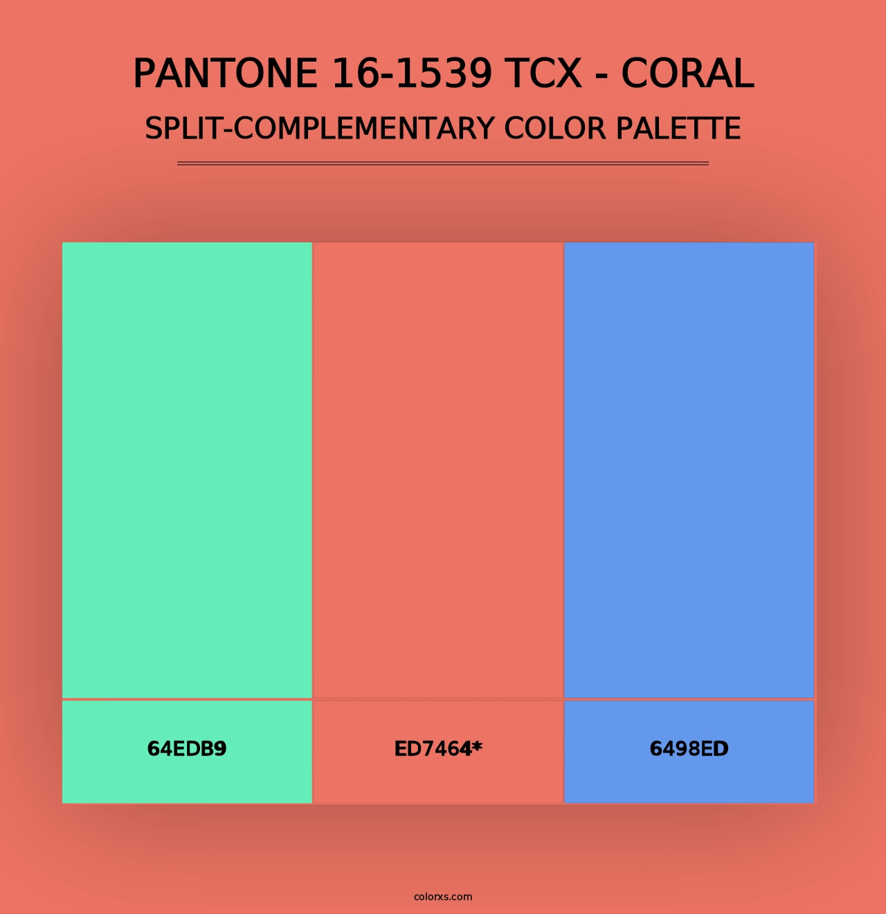 PANTONE 16-1539 TCX - Coral - Split-Complementary Color Palette