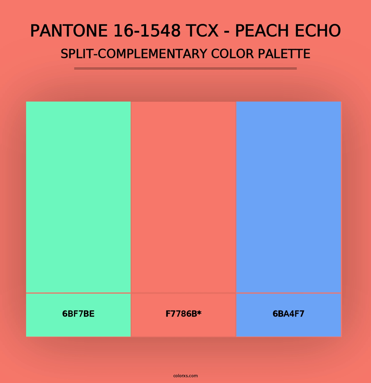 PANTONE 16-1548 TCX - Peach Echo - Split-Complementary Color Palette