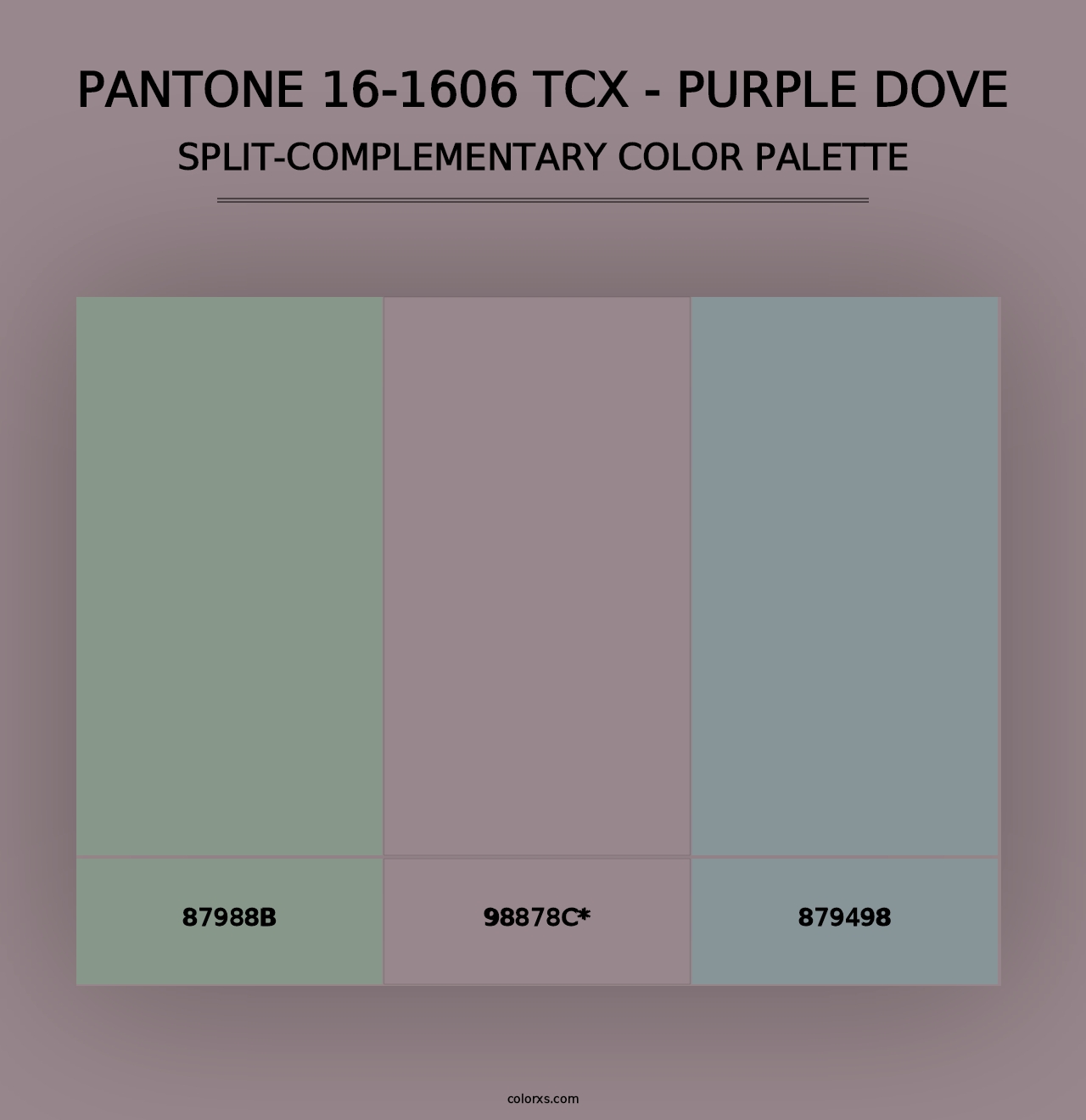 PANTONE 16-1606 TCX - Purple Dove - Split-Complementary Color Palette