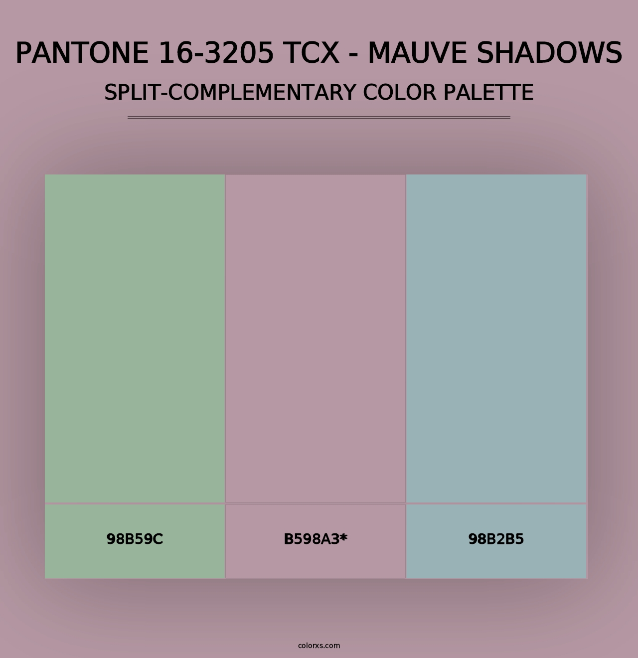 PANTONE 16-3205 TCX - Mauve Shadows - Split-Complementary Color Palette