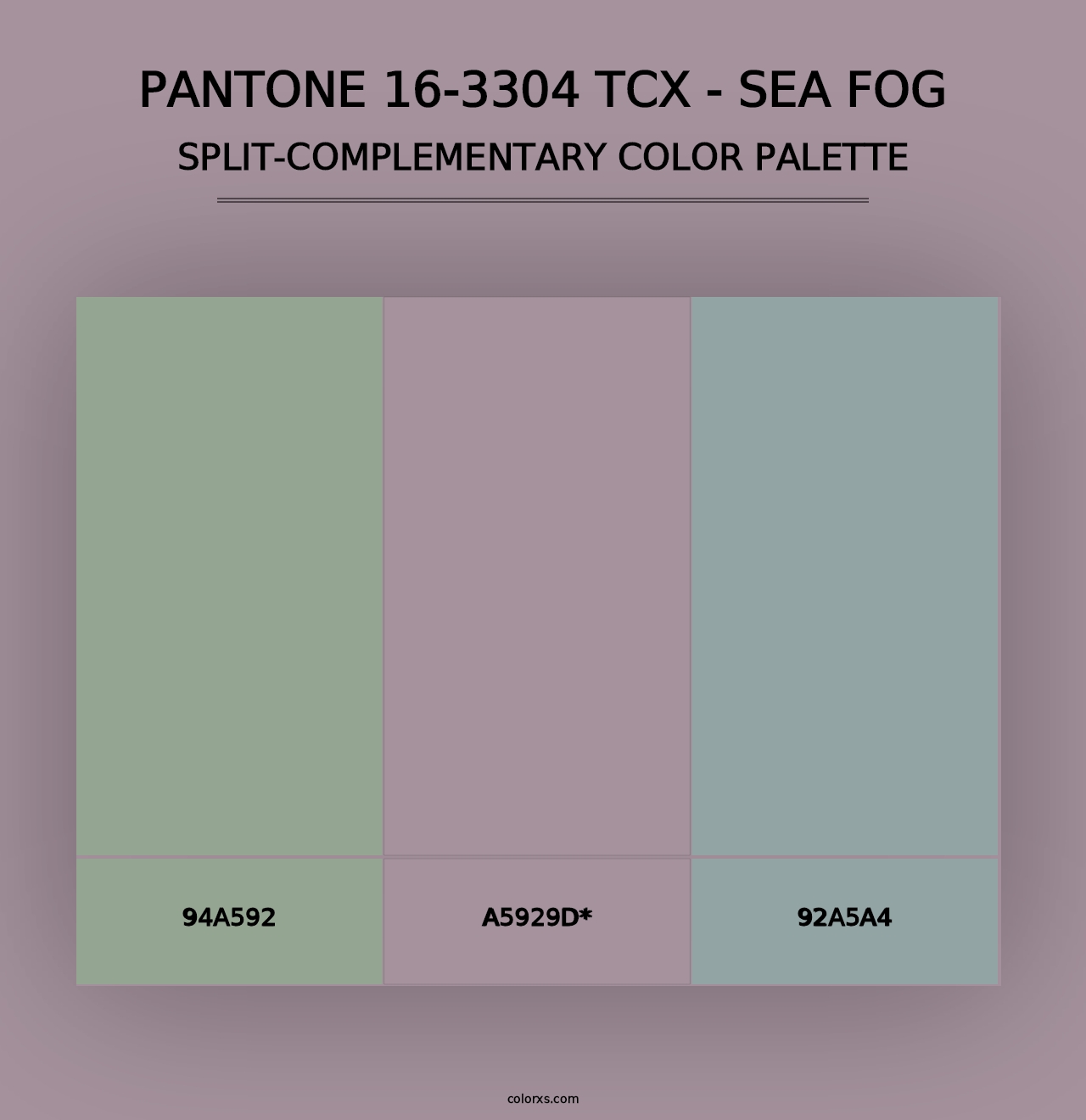 PANTONE 16-3304 TCX - Sea Fog - Split-Complementary Color Palette