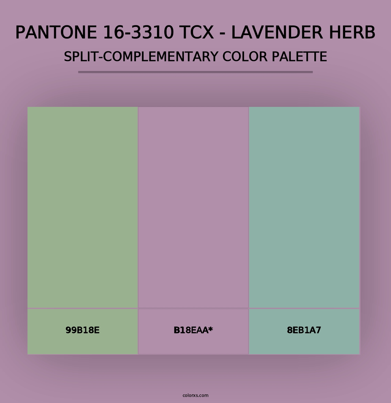 PANTONE 16-3310 TCX - Lavender Herb - Split-Complementary Color Palette