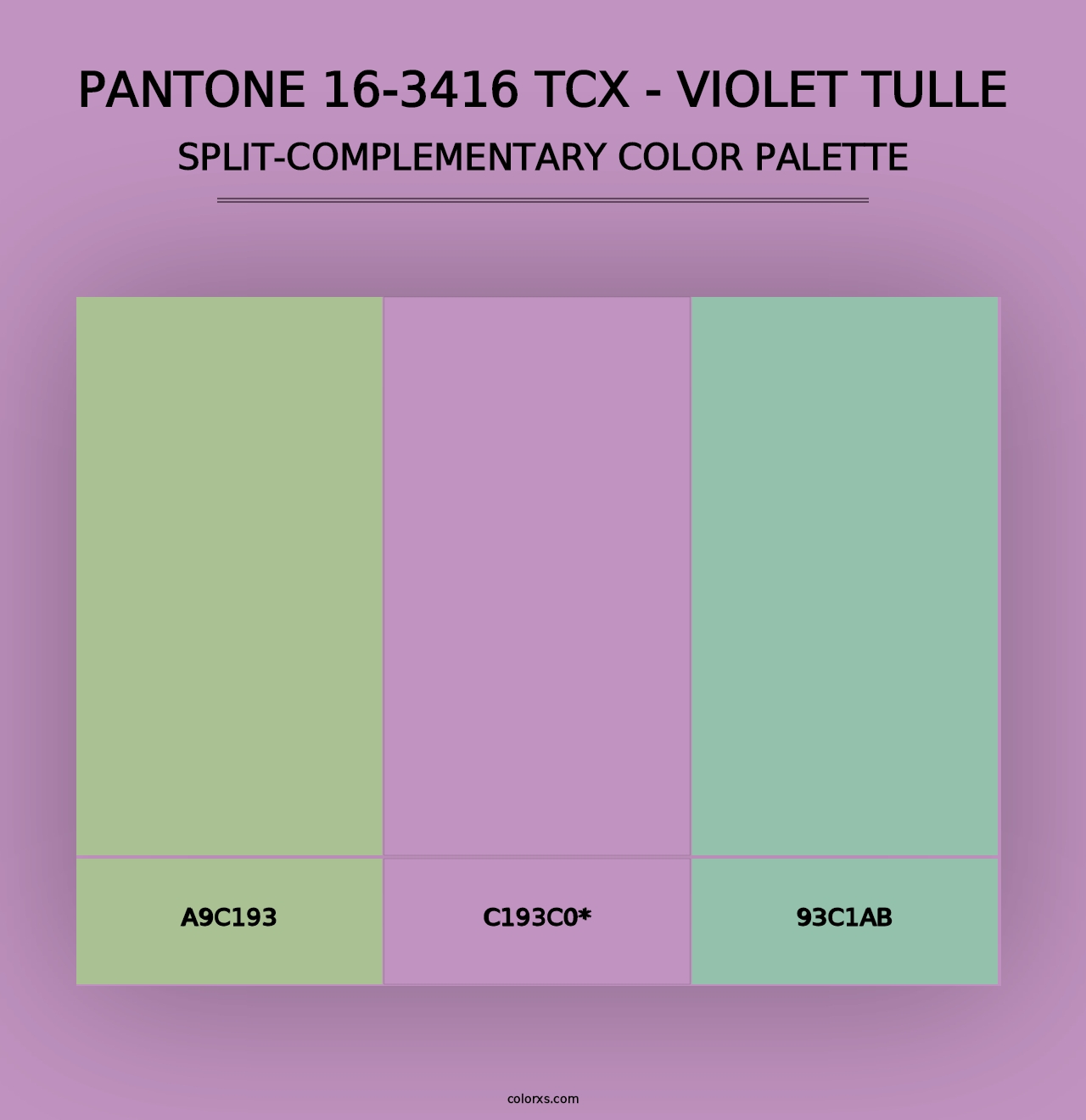 PANTONE 16-3416 TCX - Violet Tulle - Split-Complementary Color Palette