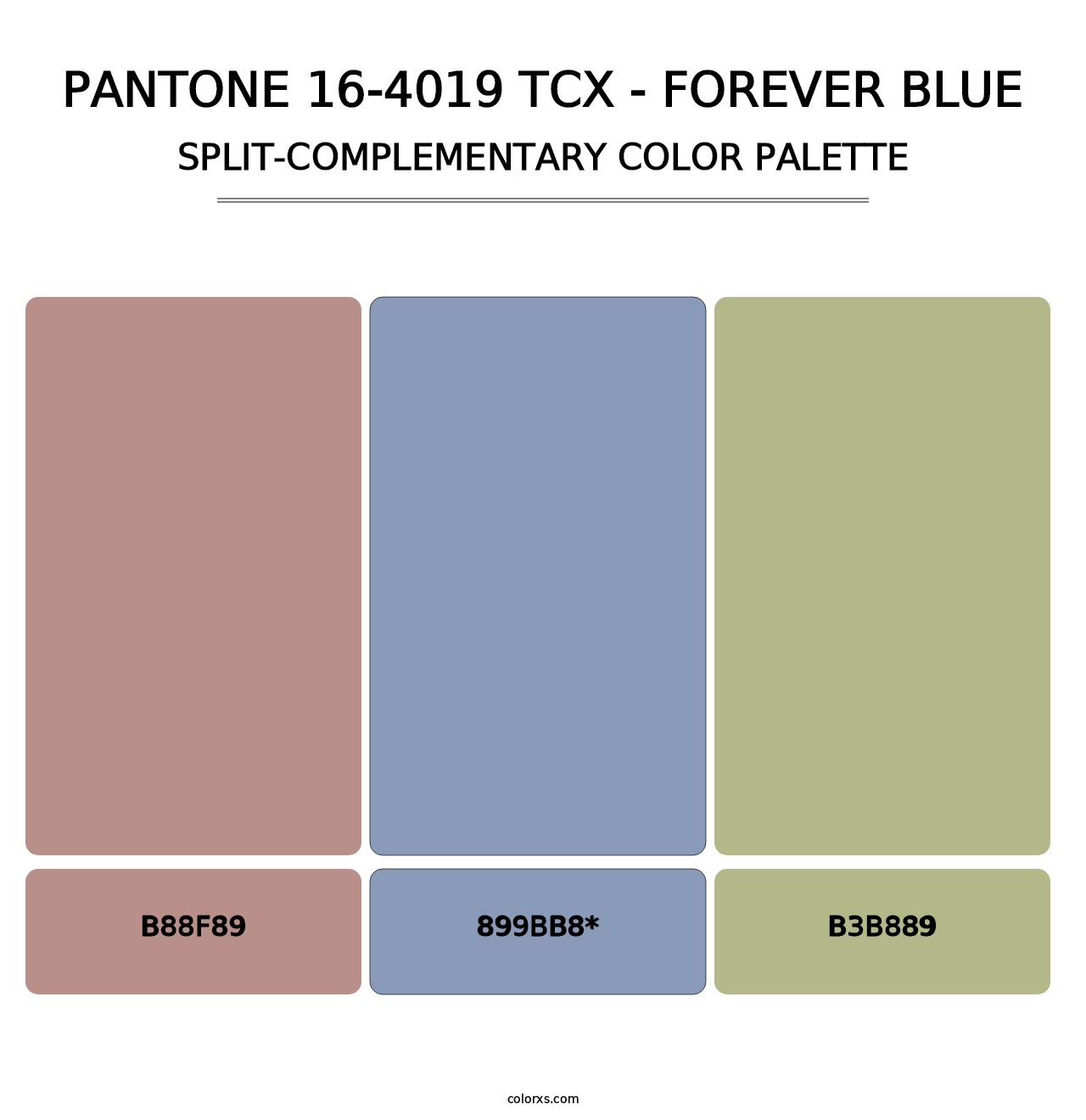 PANTONE 16-4019 TCX - Forever Blue - Split-Complementary Color Palette