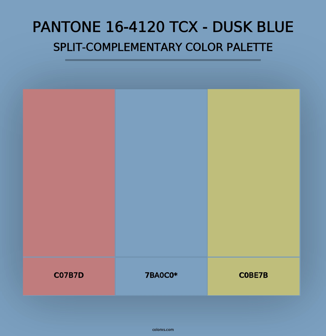 PANTONE 16-4120 TCX - Dusk Blue - Split-Complementary Color Palette