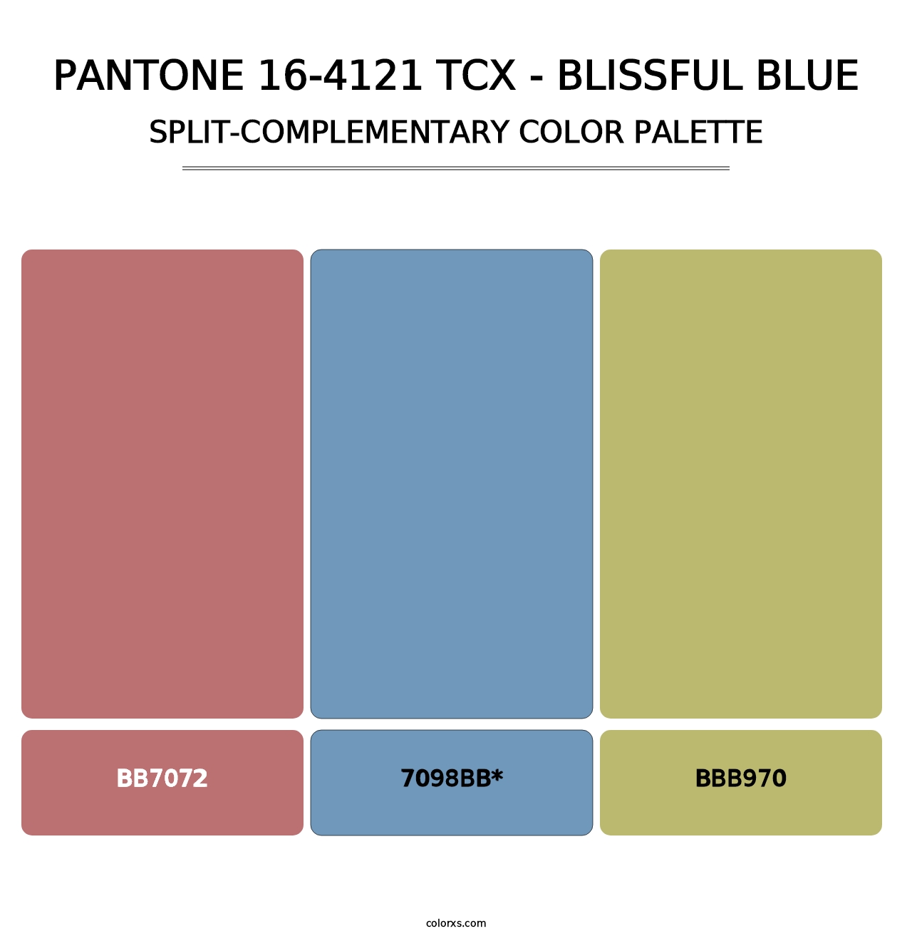 PANTONE 16-4121 TCX - Blissful Blue - Split-Complementary Color Palette