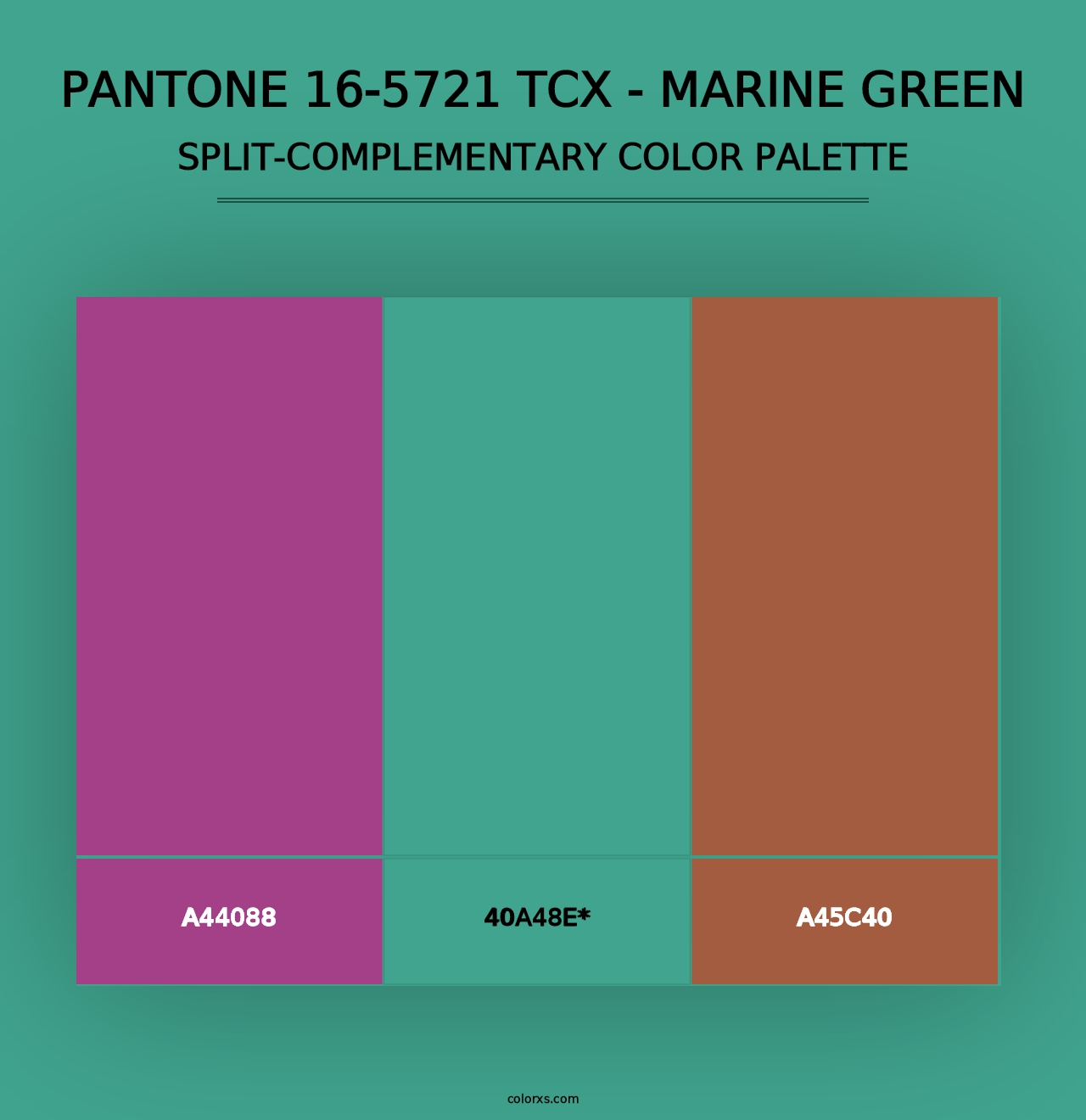 PANTONE 16-5721 TCX - Marine Green - Split-Complementary Color Palette