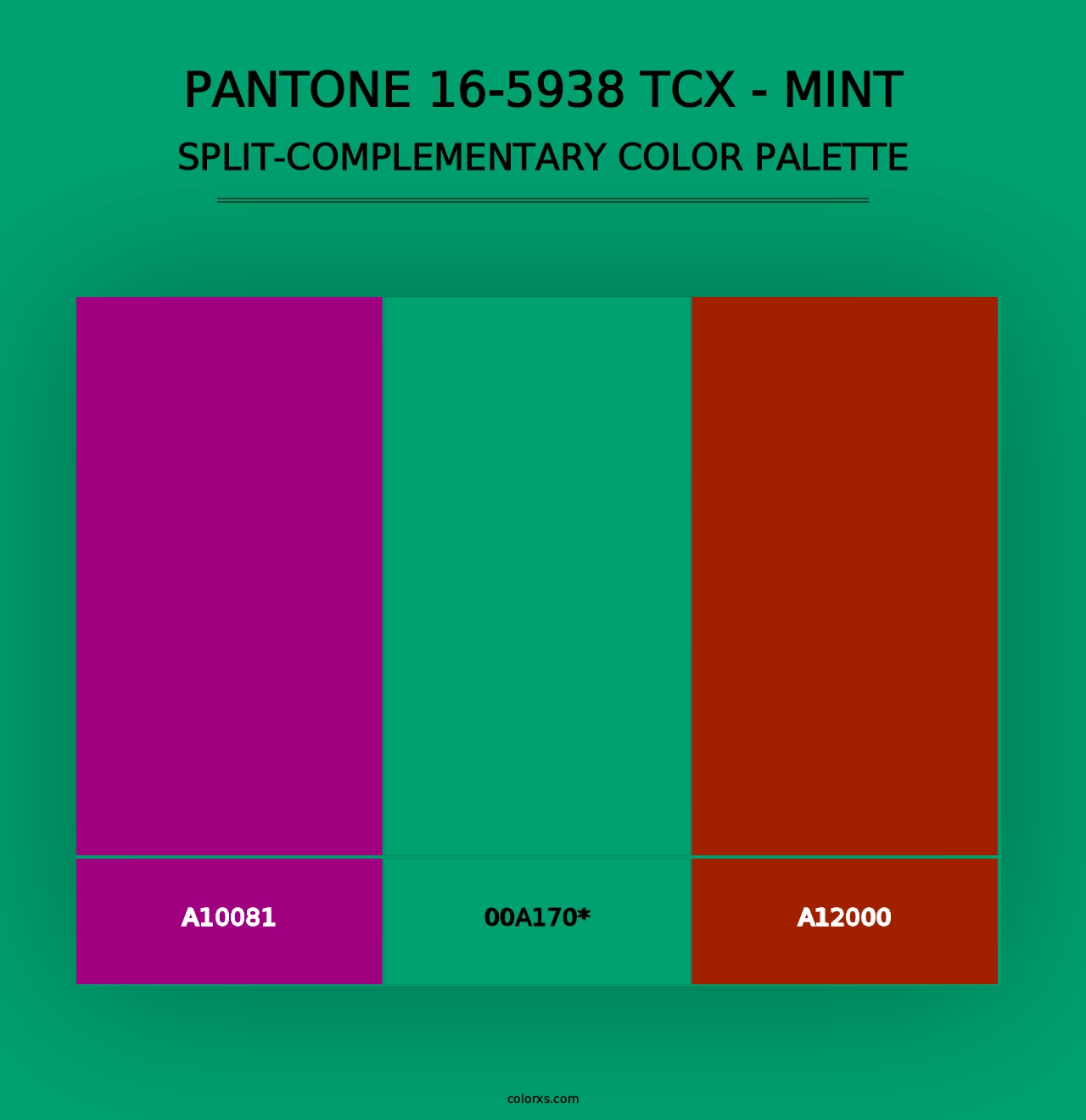 PANTONE 16-5938 TCX - Mint - Split-Complementary Color Palette