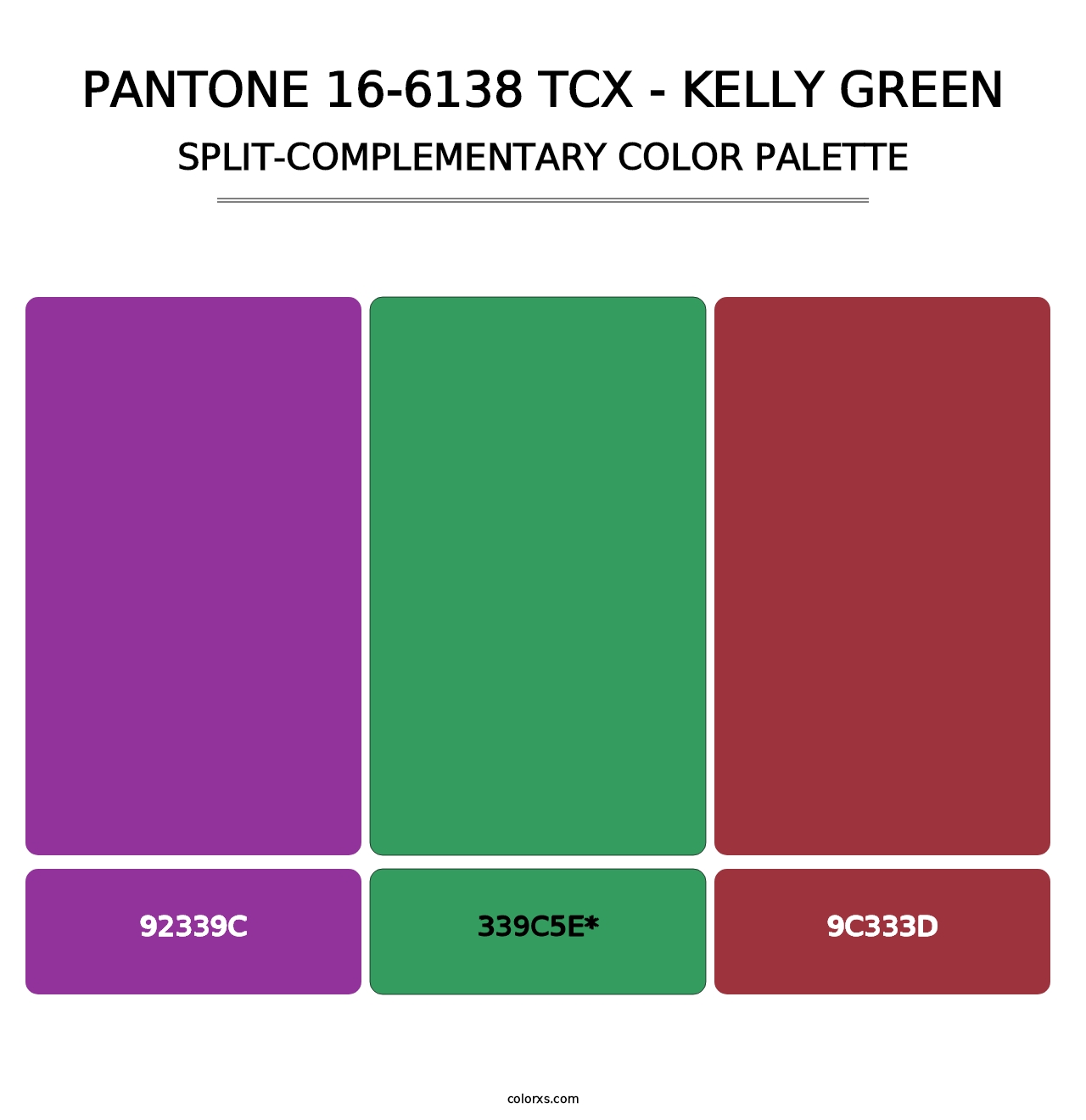 PANTONE 16-6138 TCX - Kelly Green - Split-Complementary Color Palette