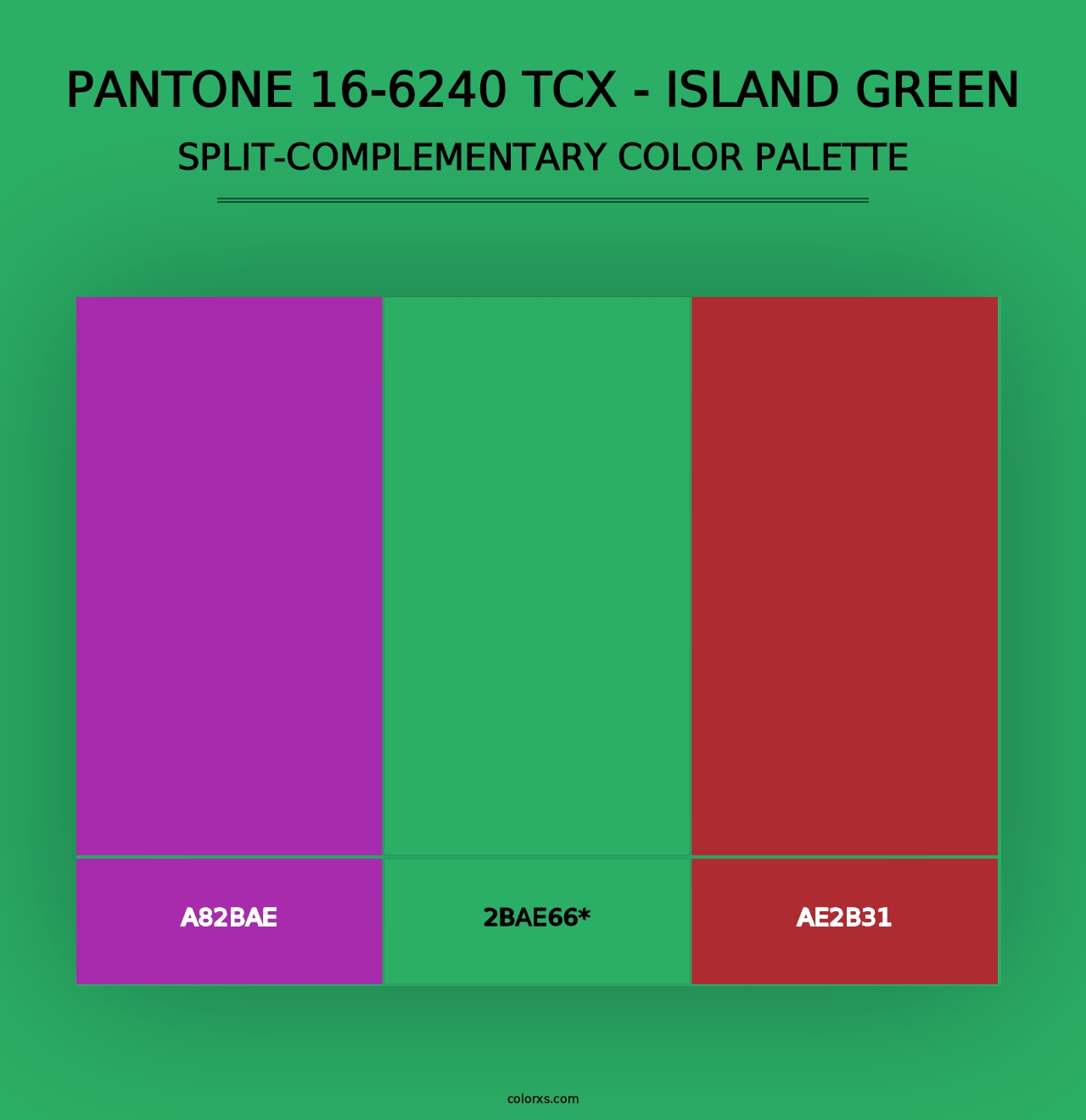 PANTONE 16-6240 TCX - Island Green - Split-Complementary Color Palette