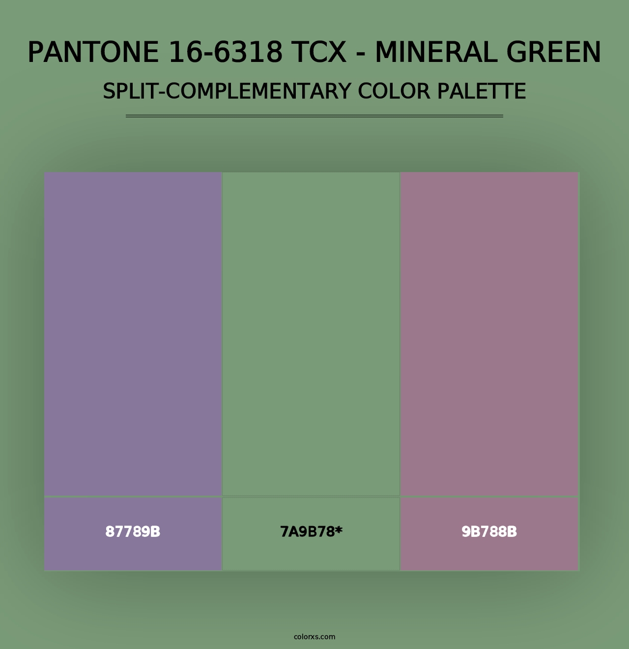 PANTONE 16-6318 TCX - Mineral Green - Split-Complementary Color Palette