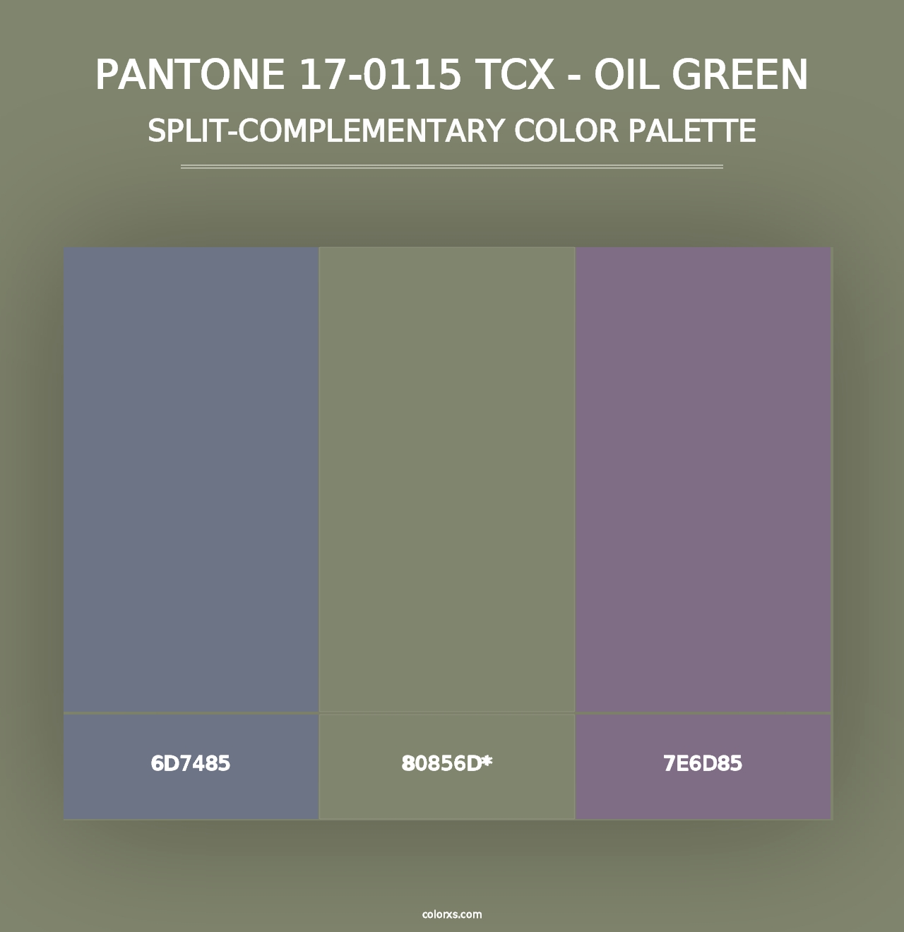 PANTONE 17-0115 TCX - Oil Green - Split-Complementary Color Palette