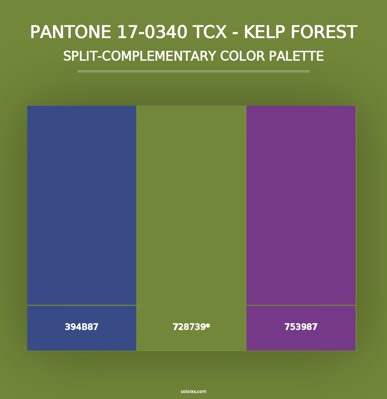 PANTONE 17-0340 TCX - Kelp Forest - Split-Complementary Color Palette